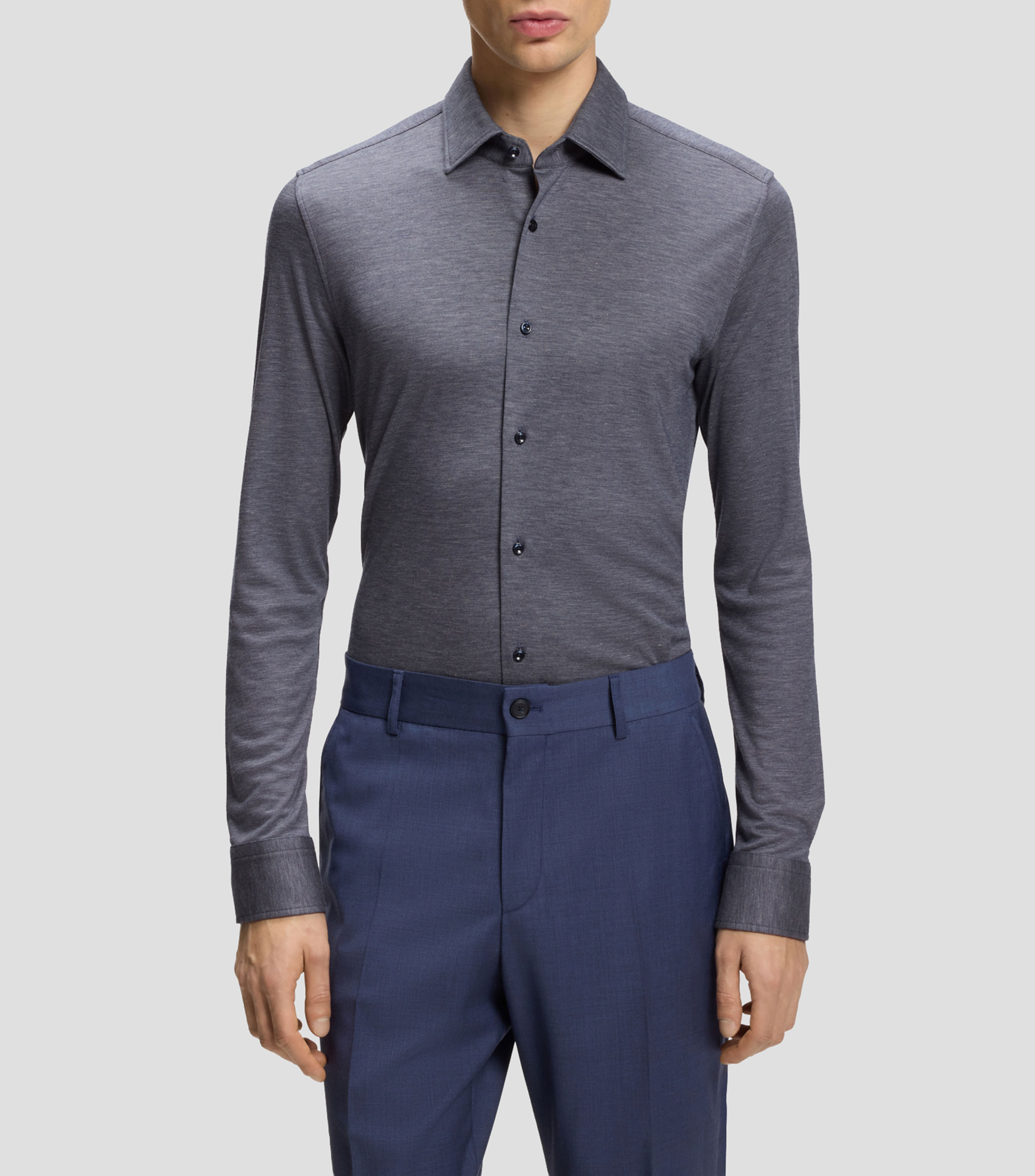 Camisa de vestir jaspeada con manga larga Hombre