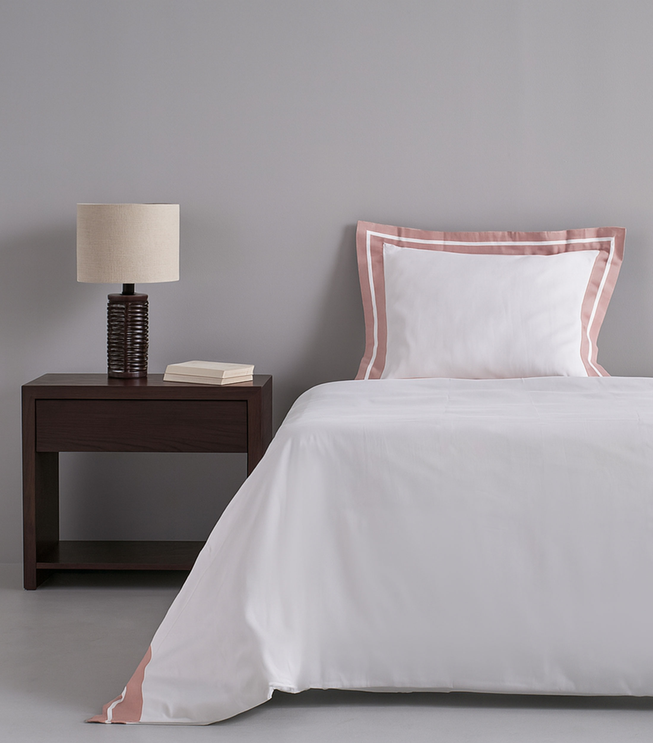 Funda para duvet king size en algodón Shades blanco con malva