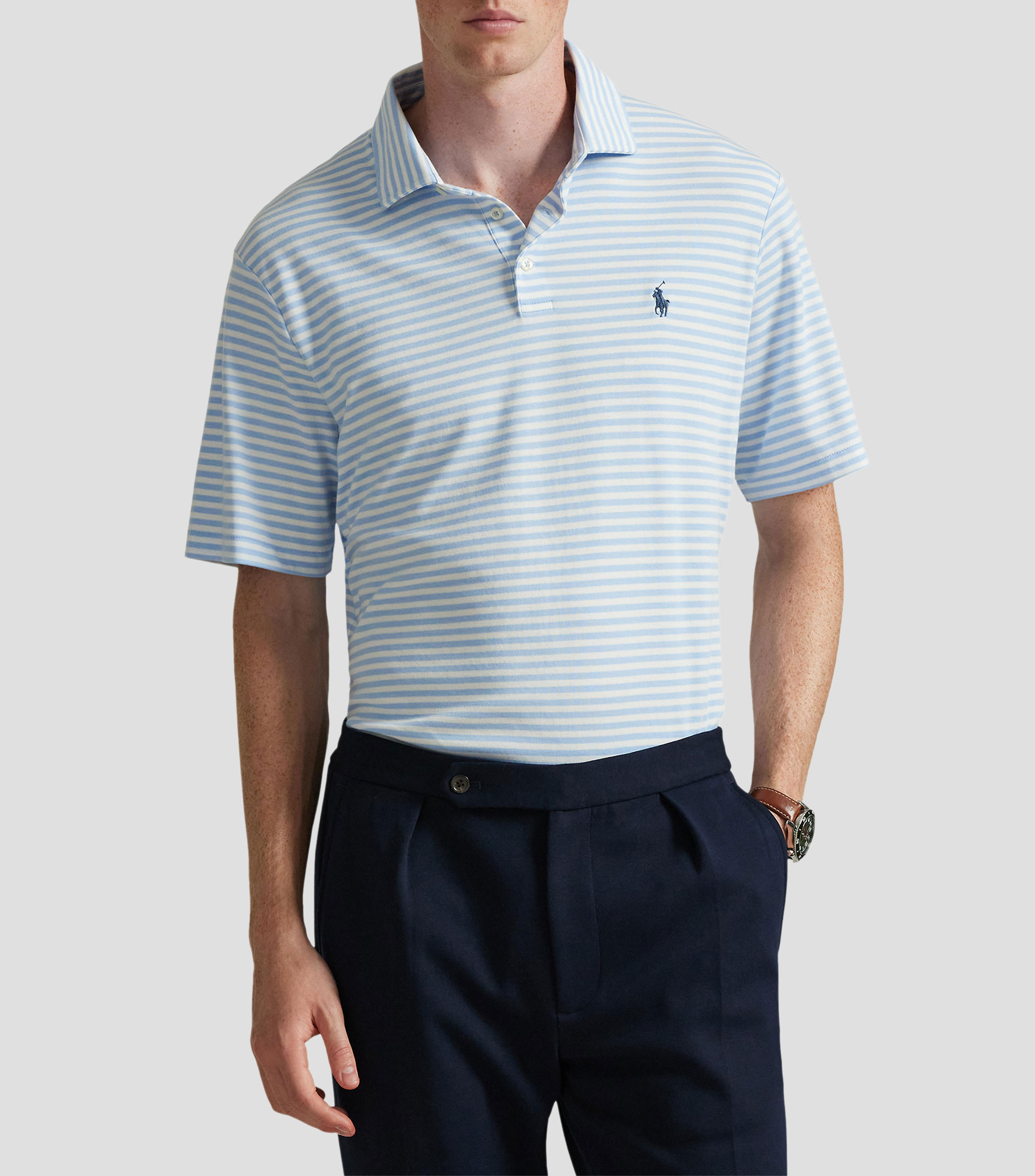 Playera tipo Polo manga corta con rayas Hombre