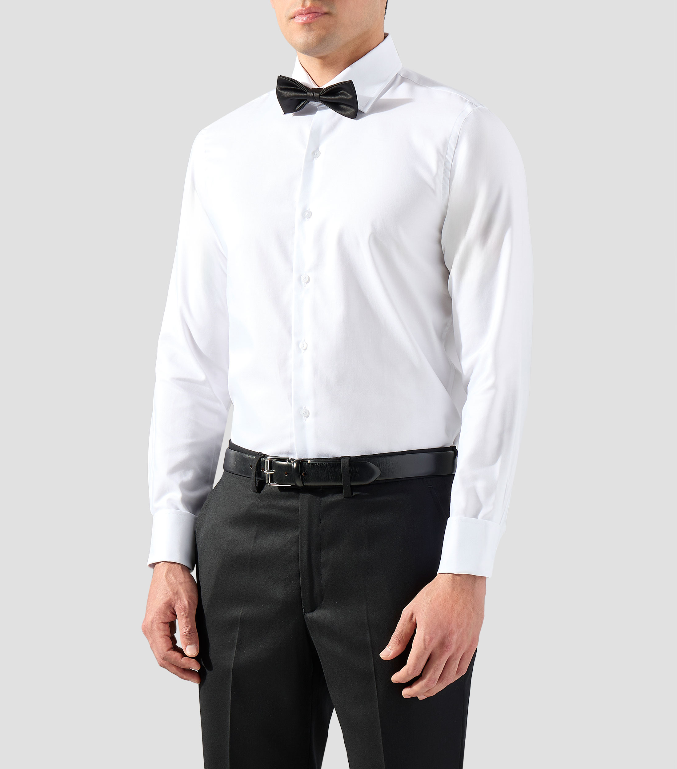 Camisa de vestir lisa con manga larga Hombre