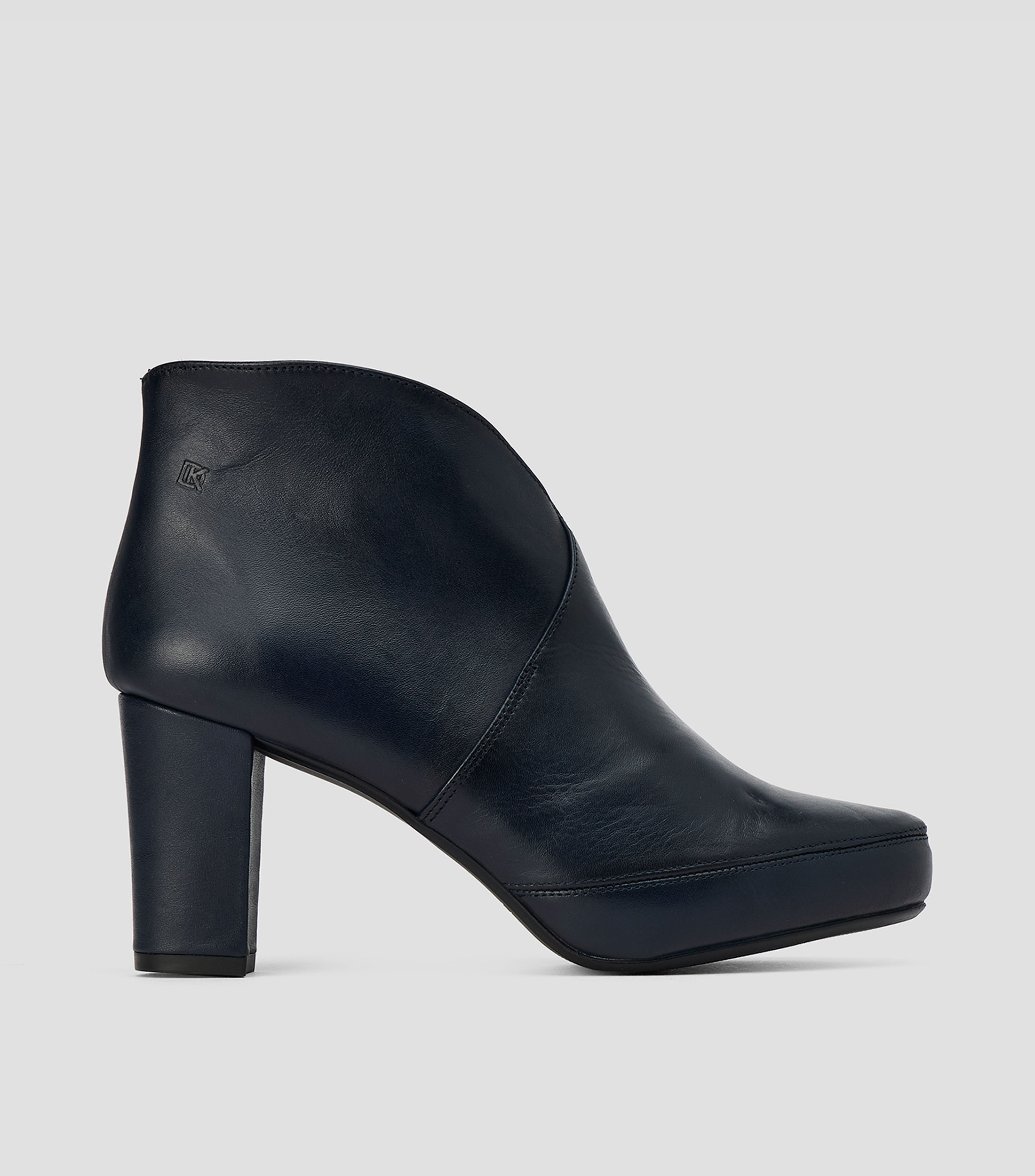Botines de tacón alto ancho en piel Mujer