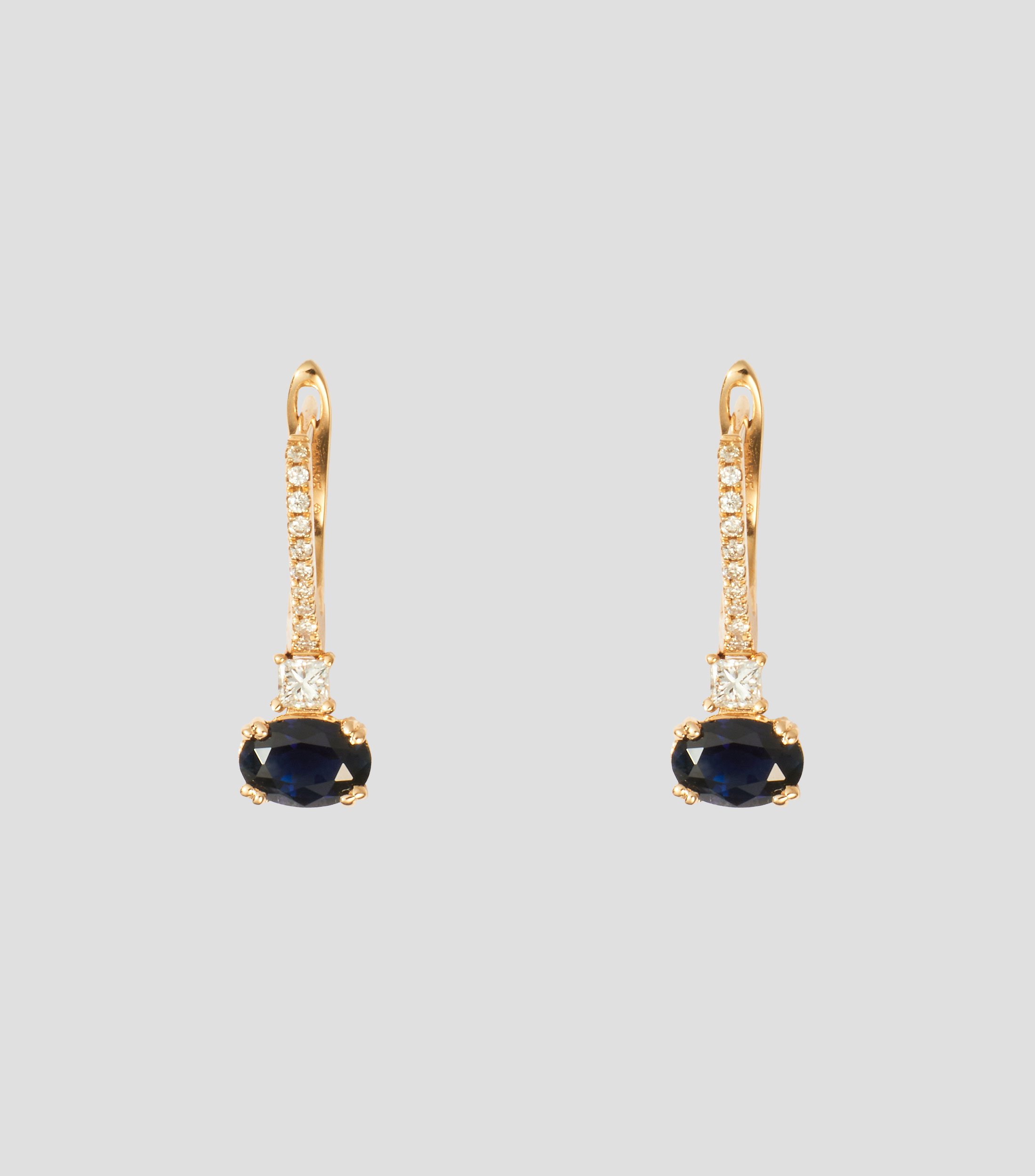 Aretes con diamante y zafiro Mujer