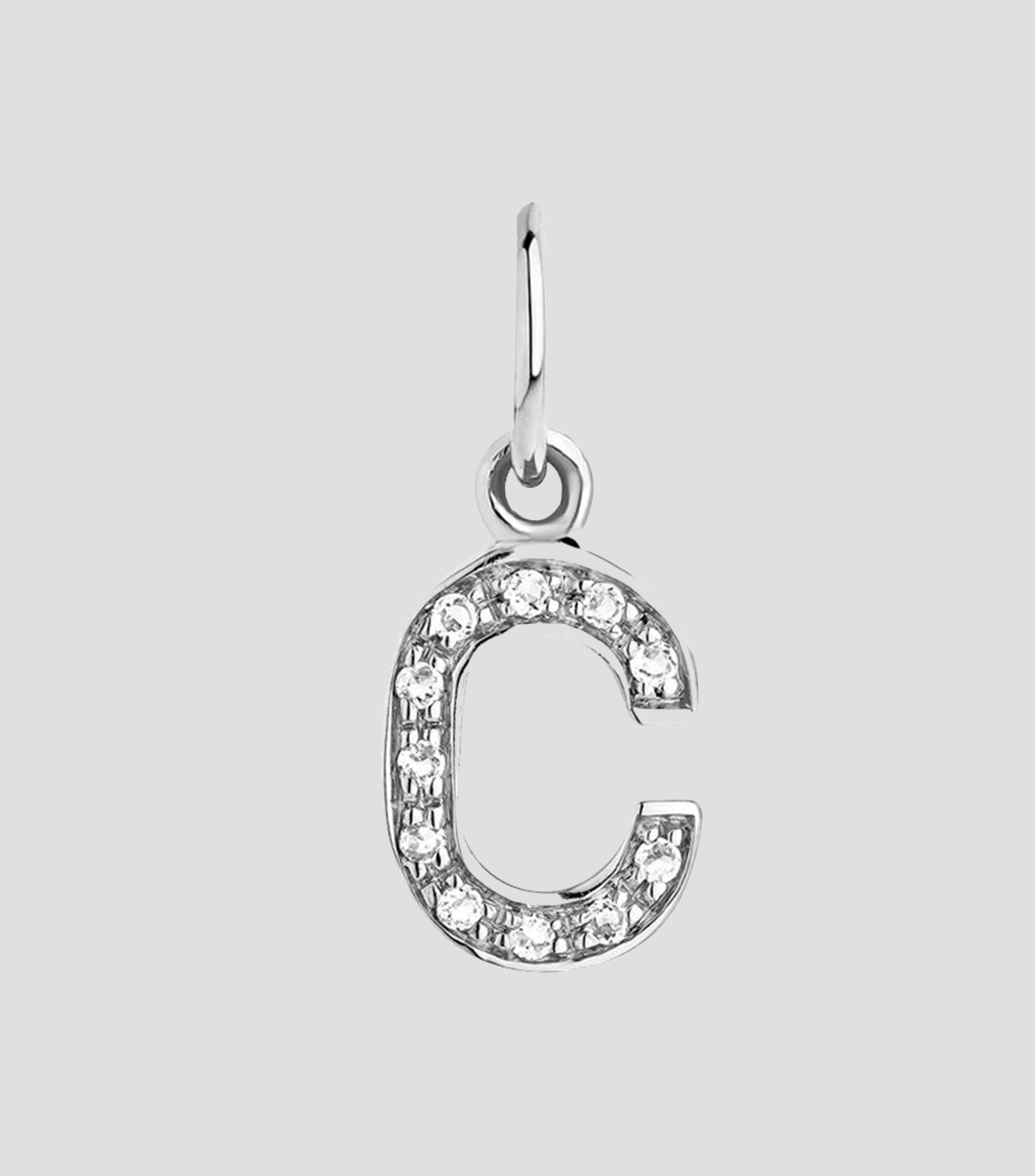 Dije ABC Letra C en Plata .925 con Topacios Blancos Mujer