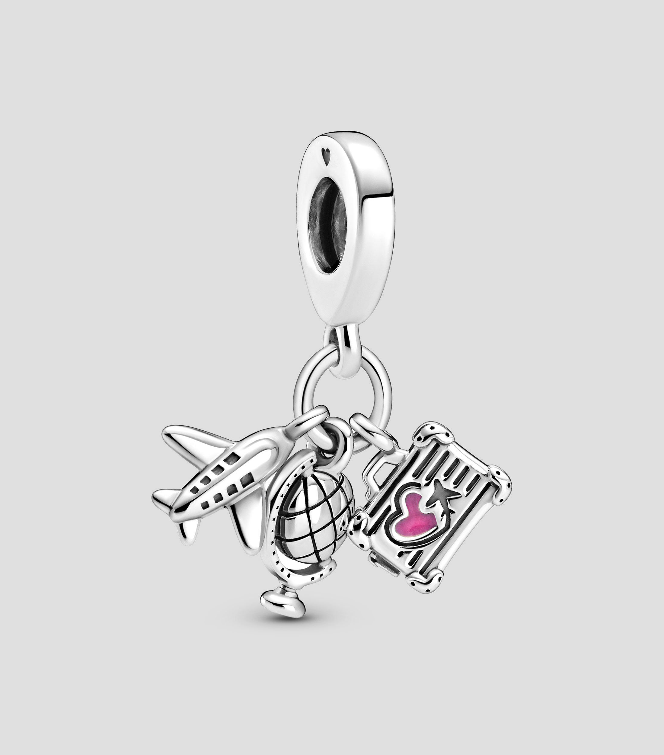 Charm Avion, Globo y Maleta en plata Mujer