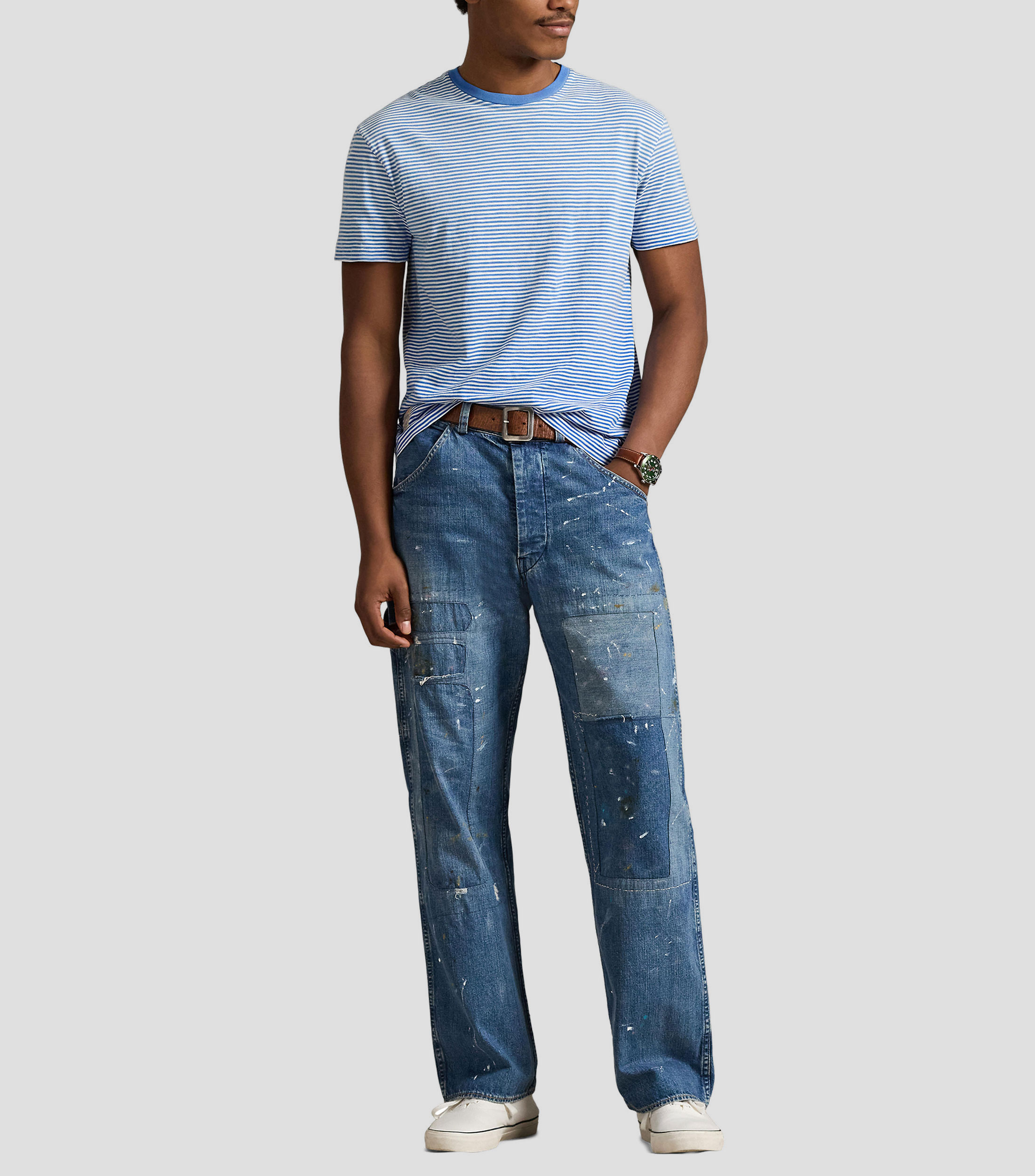 Playera cuello redondo manga corta rayas Hombre