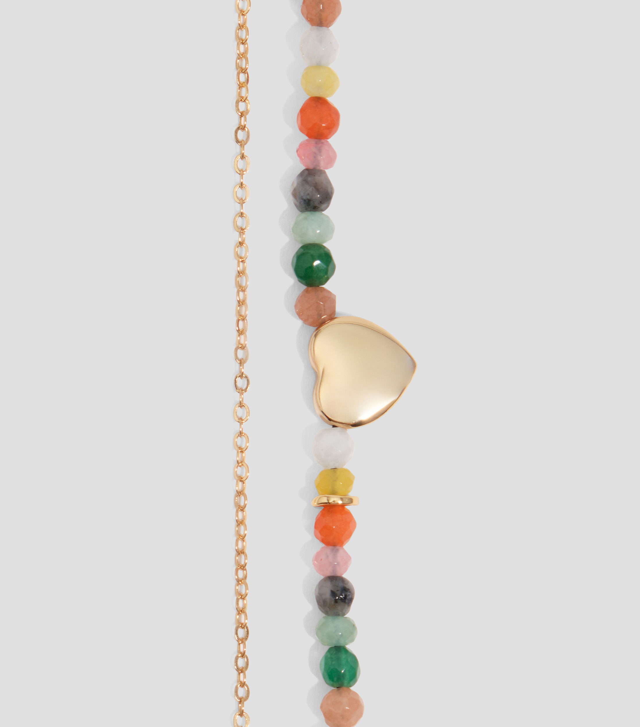Collar doble piedras y corazón dorado Mujer