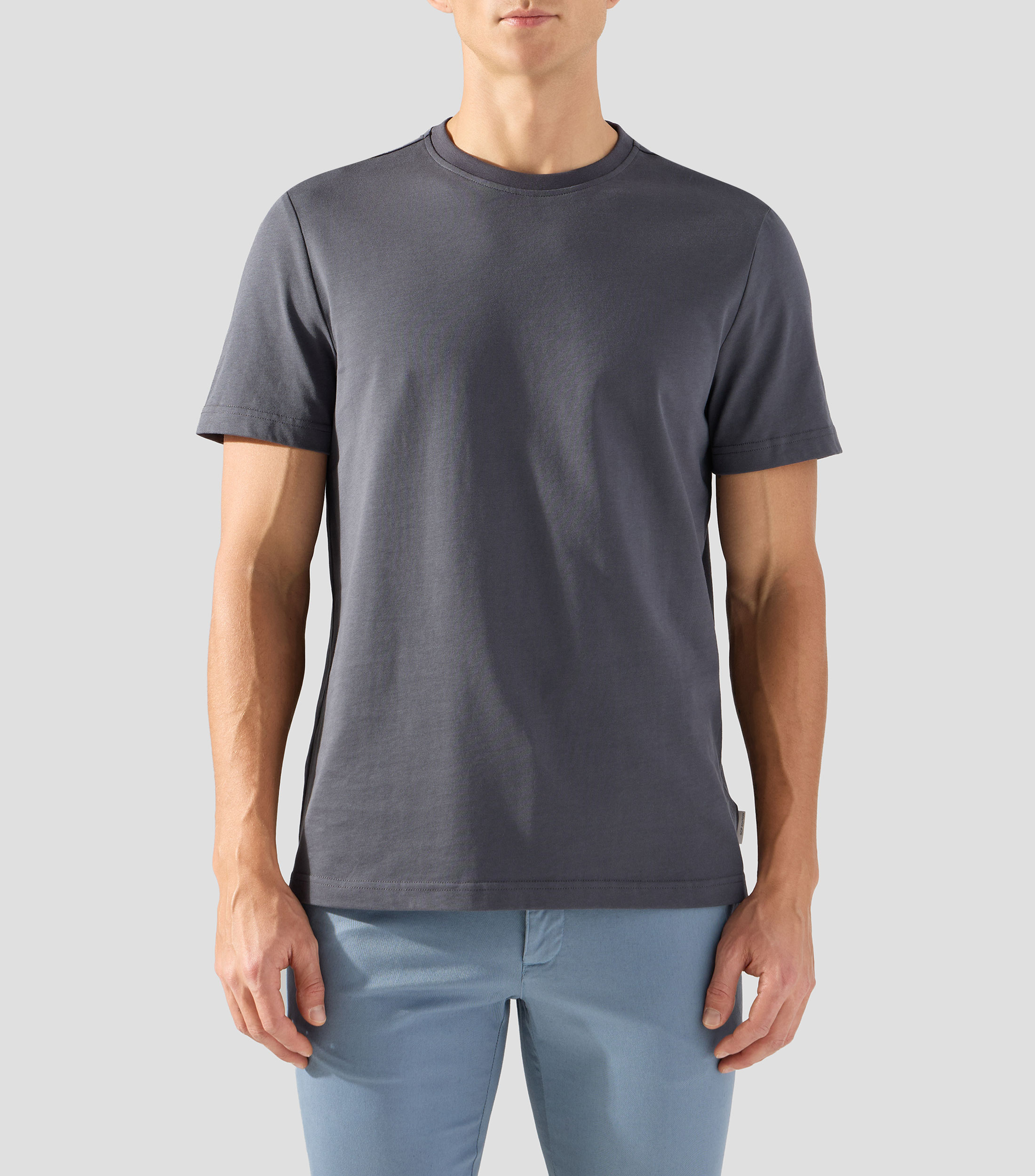 Playera de cuello redondo con manga corta lisa Hombre