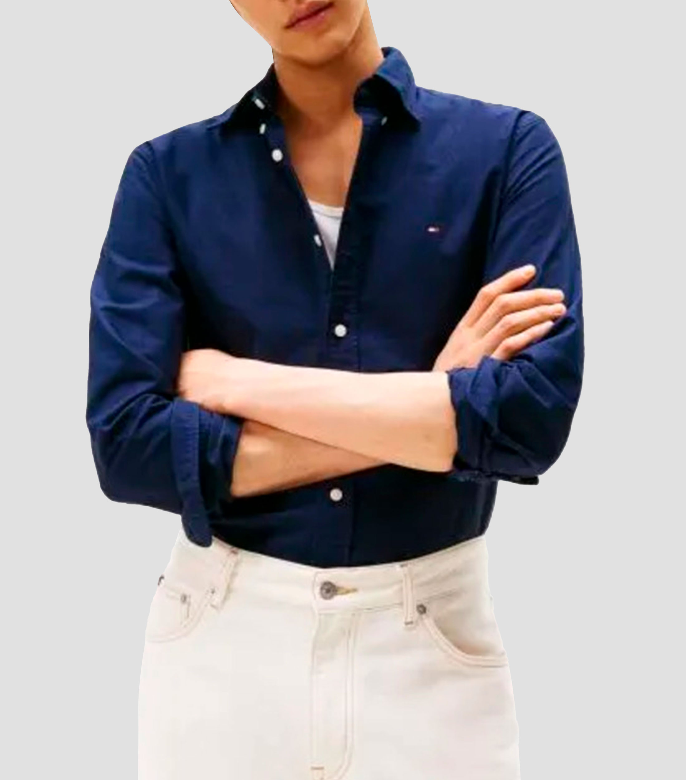 Camisa lisa manga larga Hombre