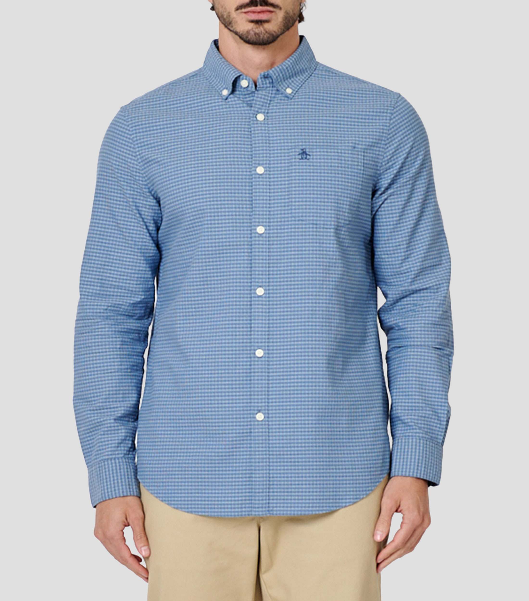 Camisa con cuadros manga larga Hombre