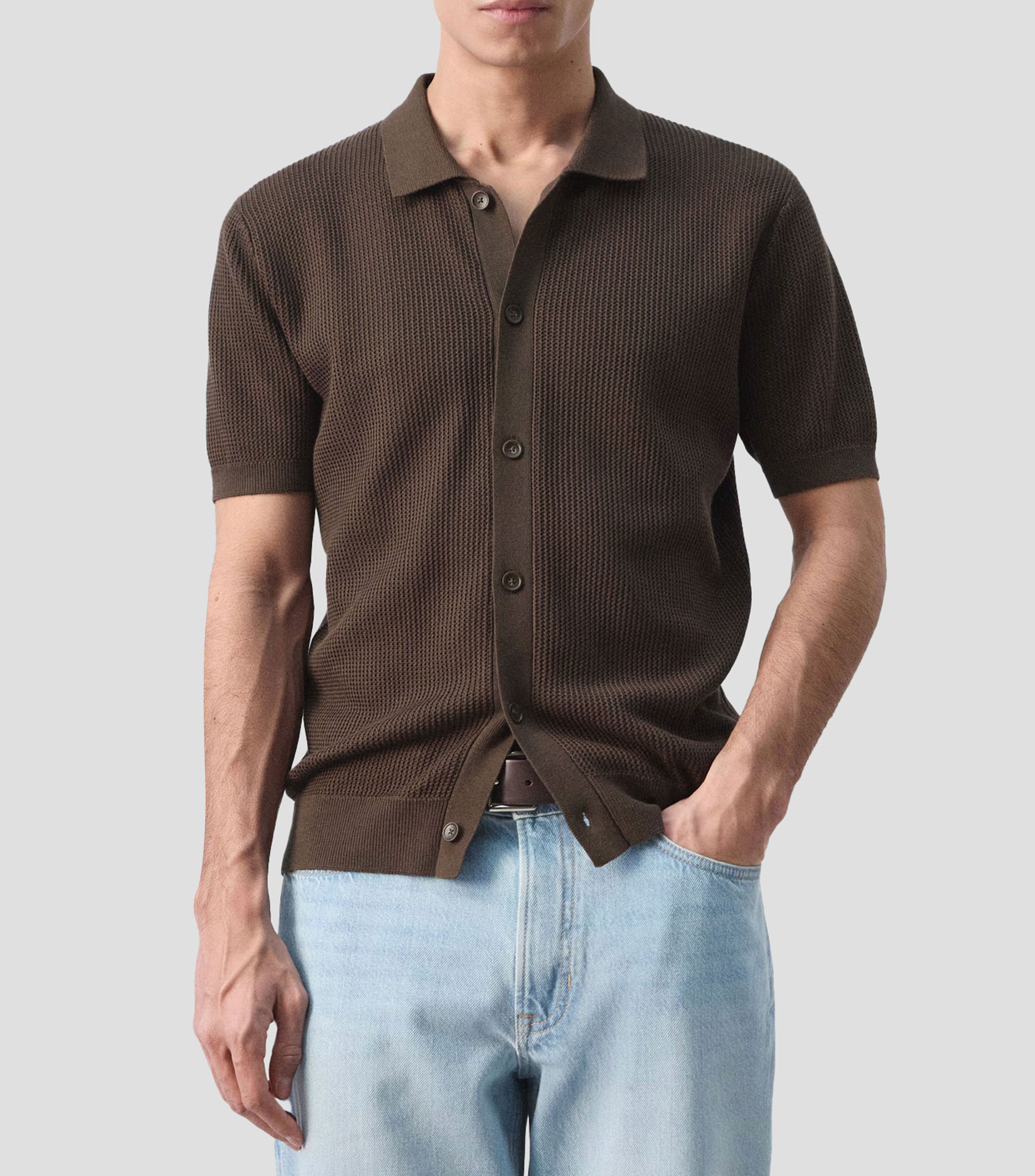Camisa lisa manga corta Hombre