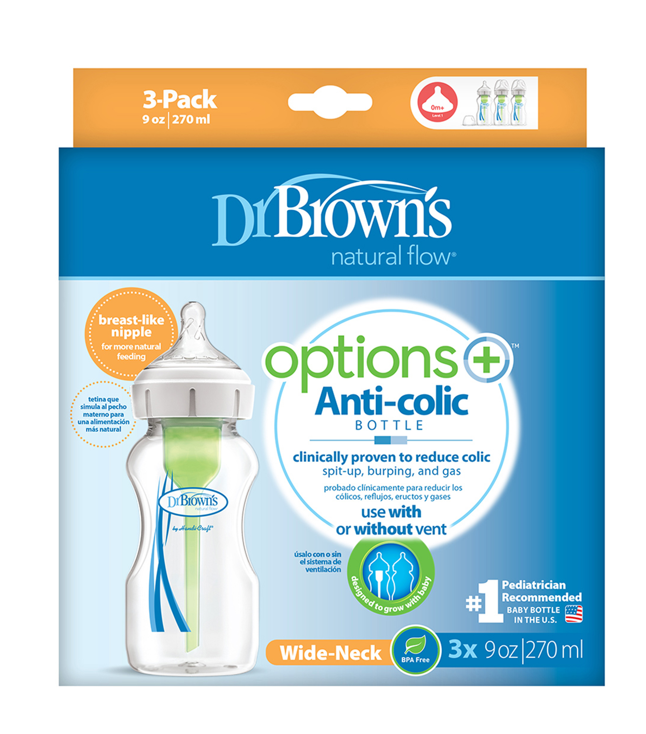 Set 3 Biberones Options Anti-Colic de 270 ml