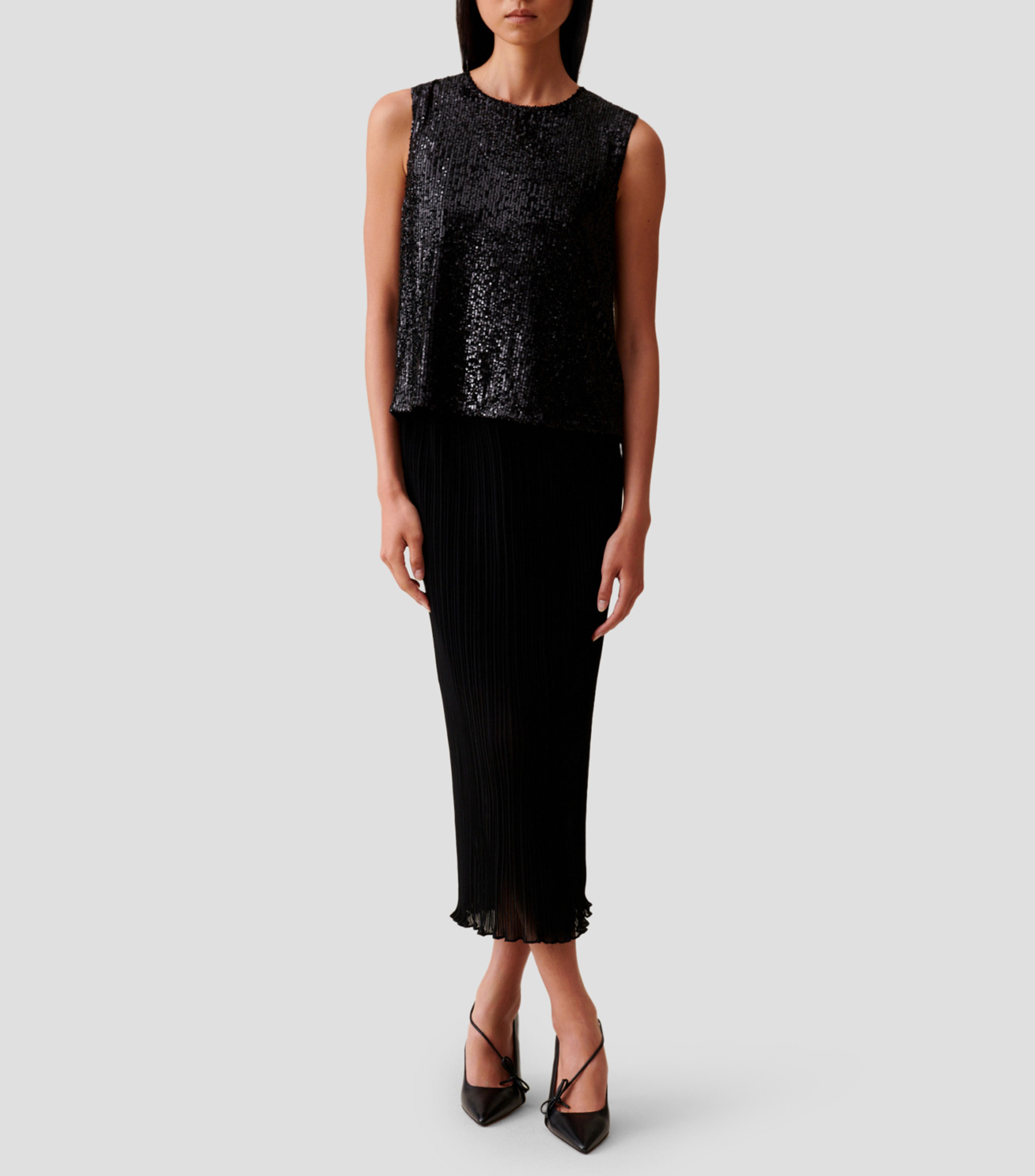 Blusa con lentejuelas sin mangas Mujer