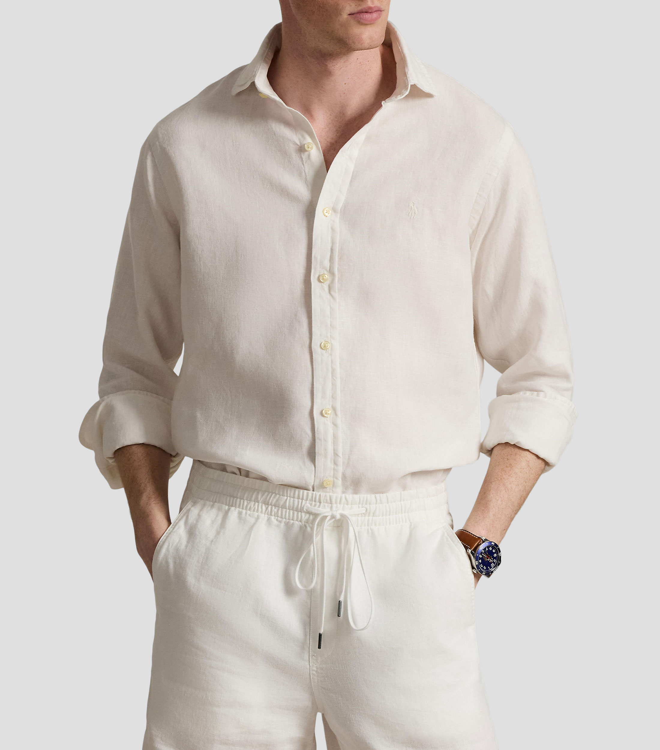 Camisa lisa manga larga Hombre