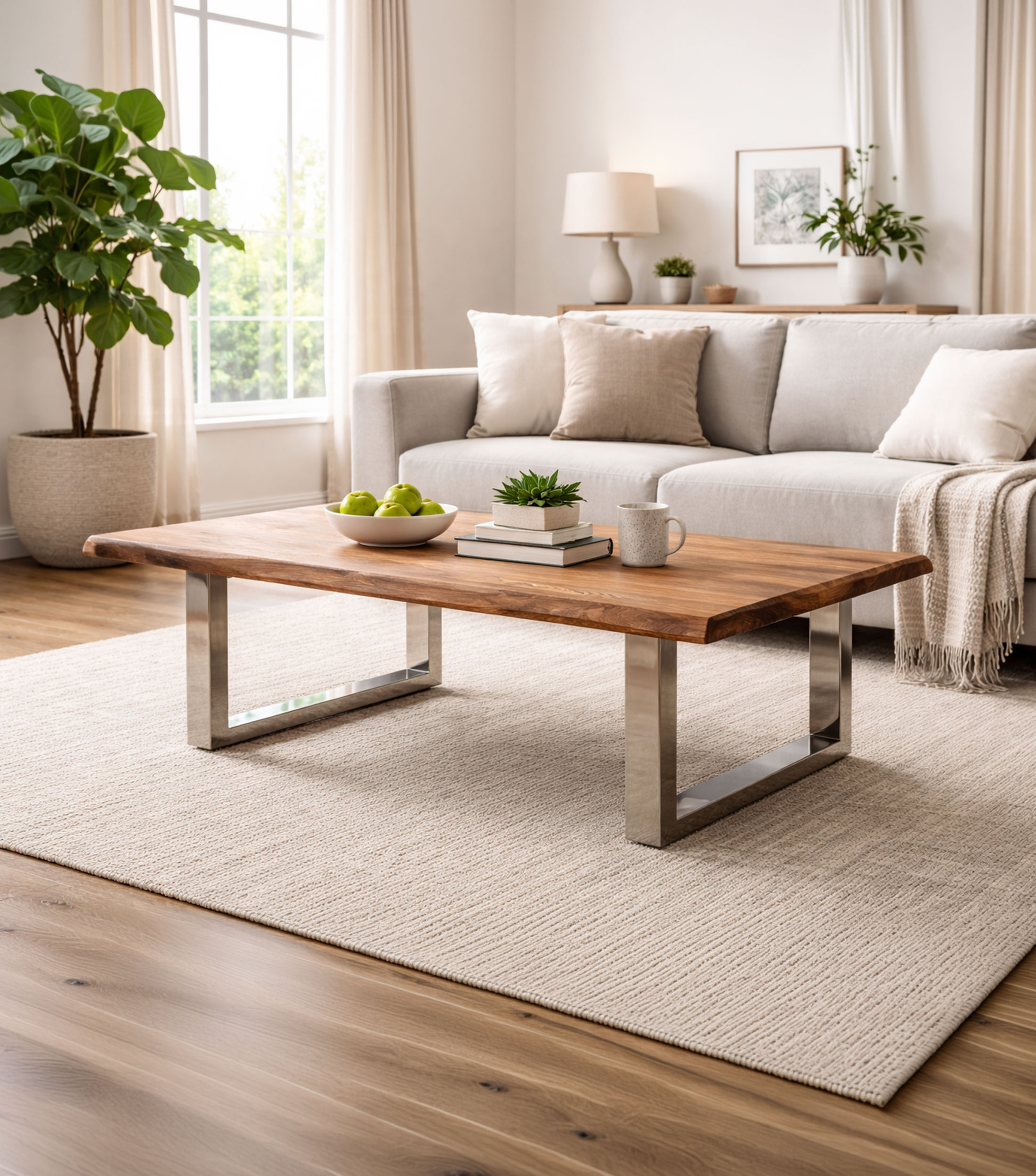 Mesa de centro Sheesham en madera y metal