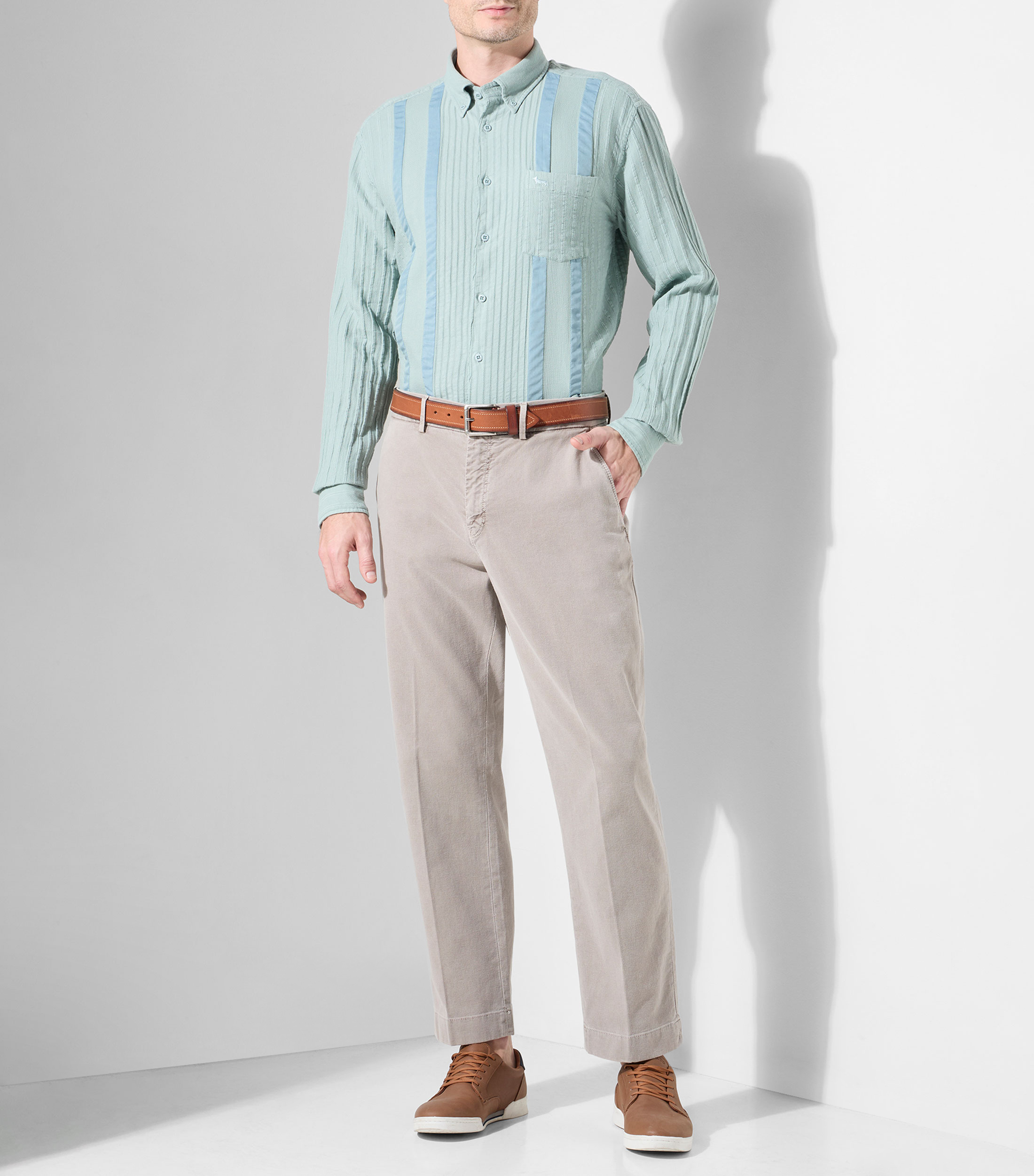 Camisa lisa manga larga Hombre