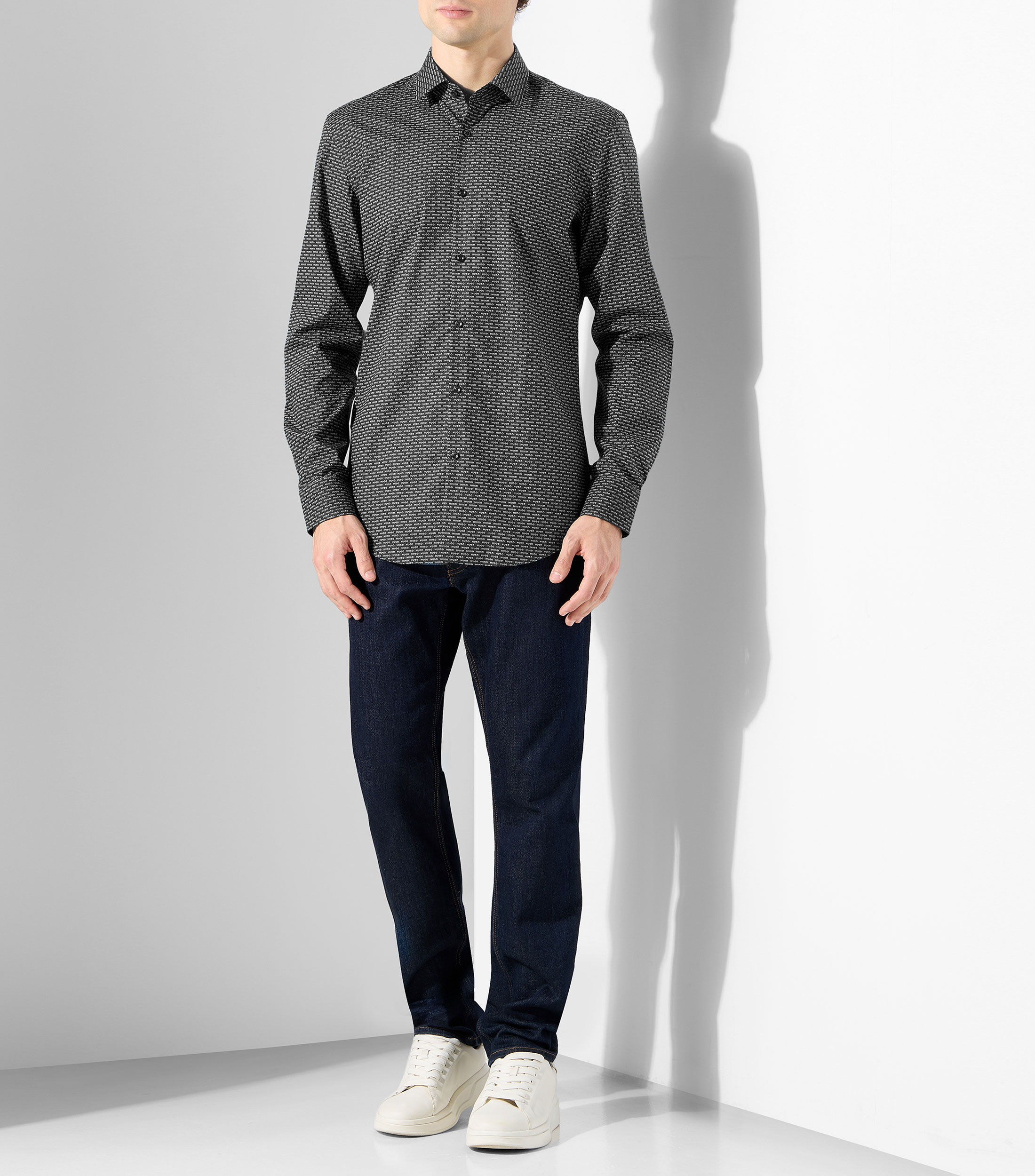 Camisa con estampado manga larga Hombre