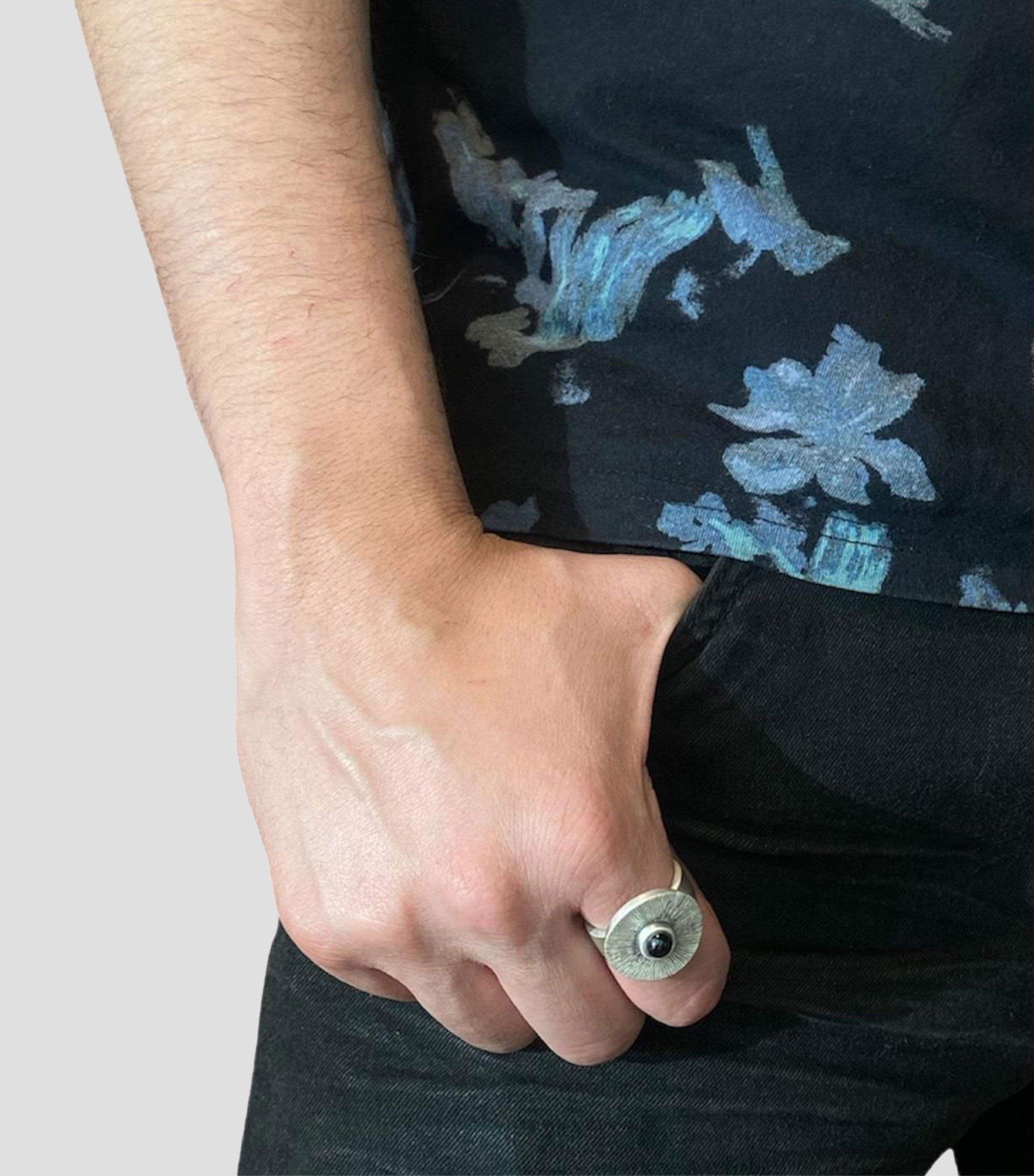 Anillo en plata con ónix Hombre