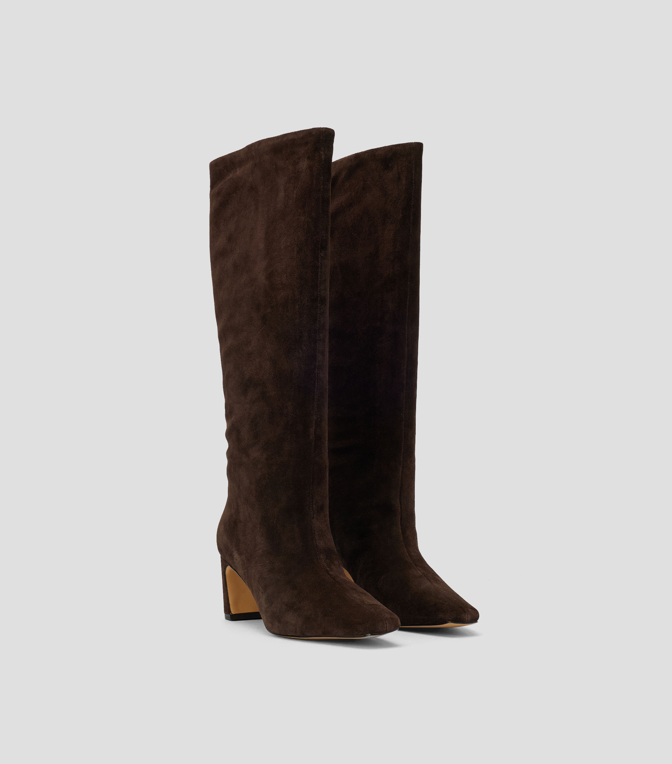 Botas largas Bethie en piel con tacón medio y ancho Mujer
