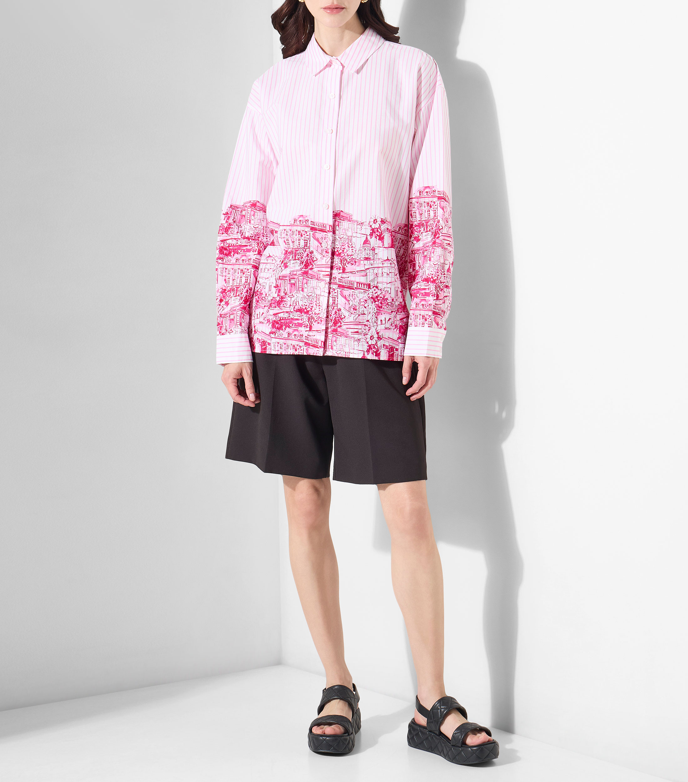 Camisa a rayas manga larga Mujer