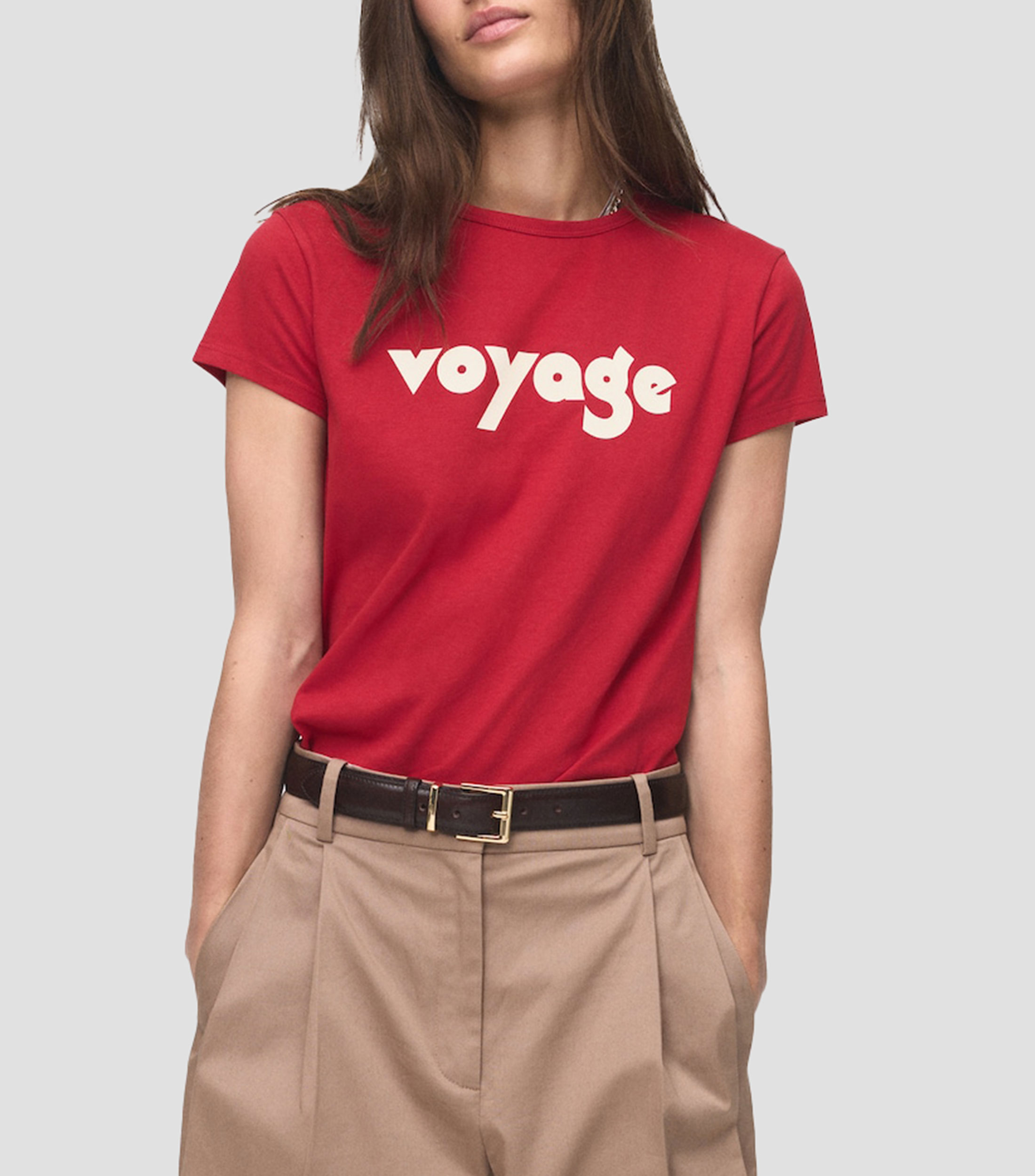 Playera estampada cuello redondo de manga corta Mujer