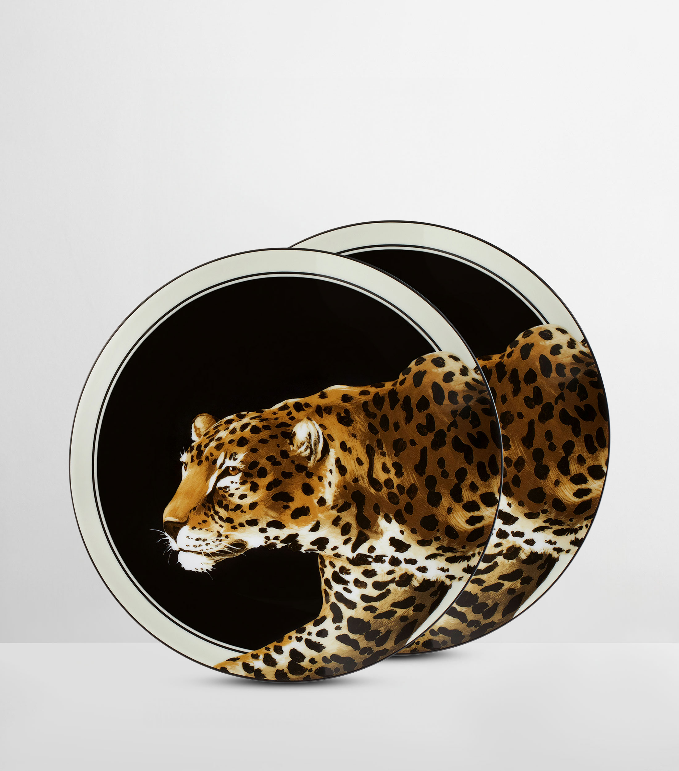 Set 2 platos llanos Leopardo pintado