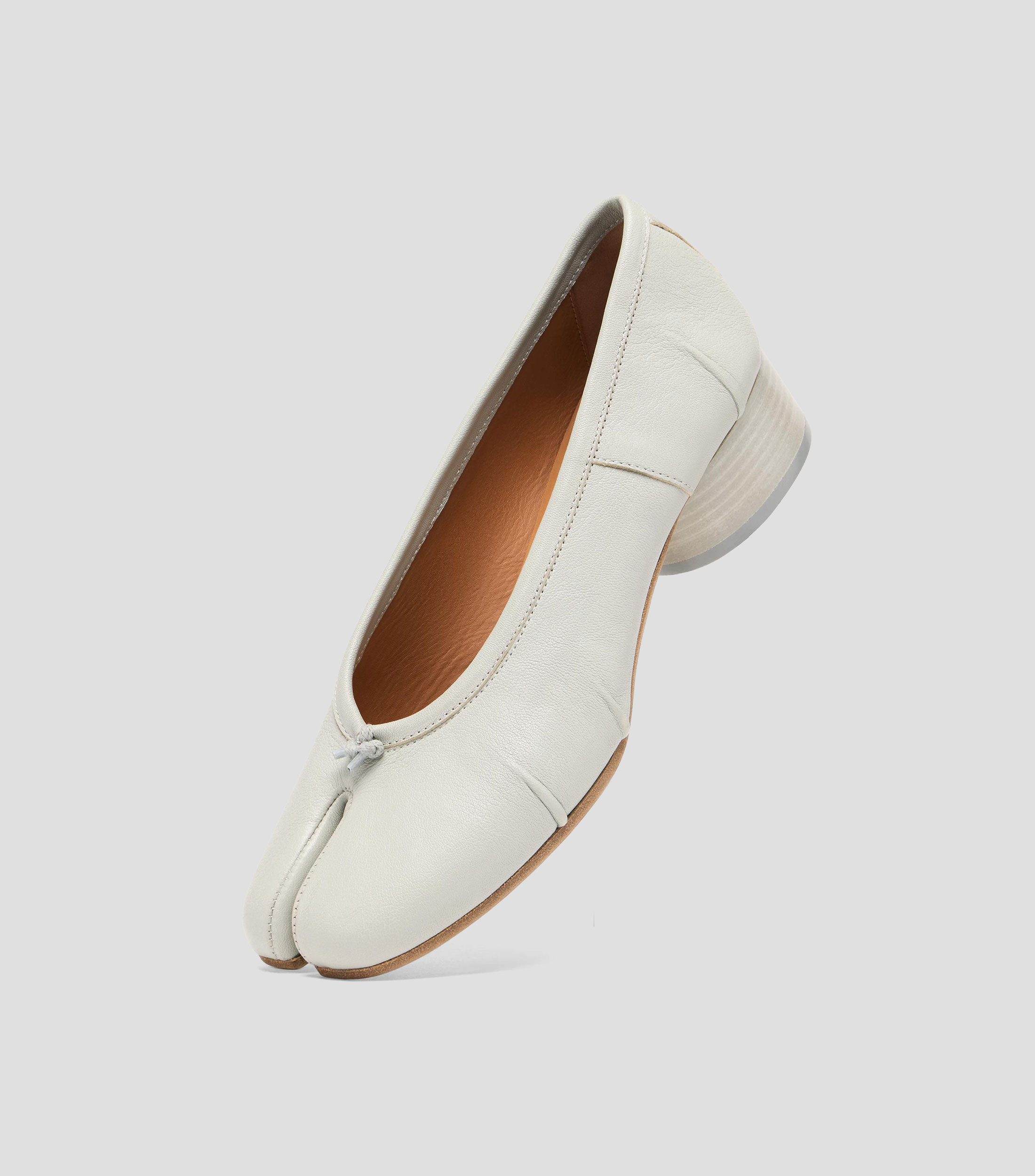 Flats en piel Tabi con tacón bajo y ancho Mujer