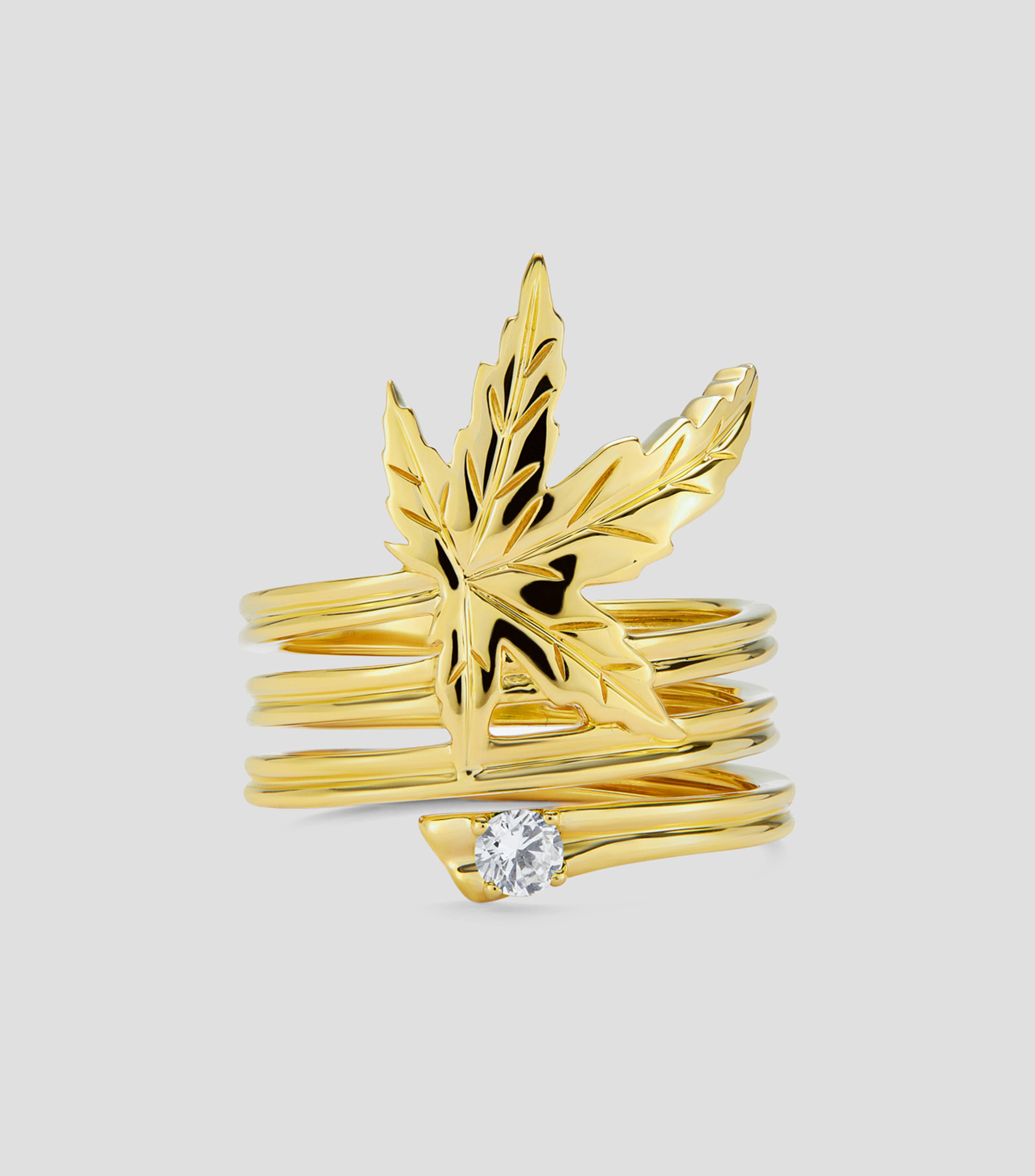 Anillo en Oro amarillo de 18 Kilates Arce con diamante Mujer