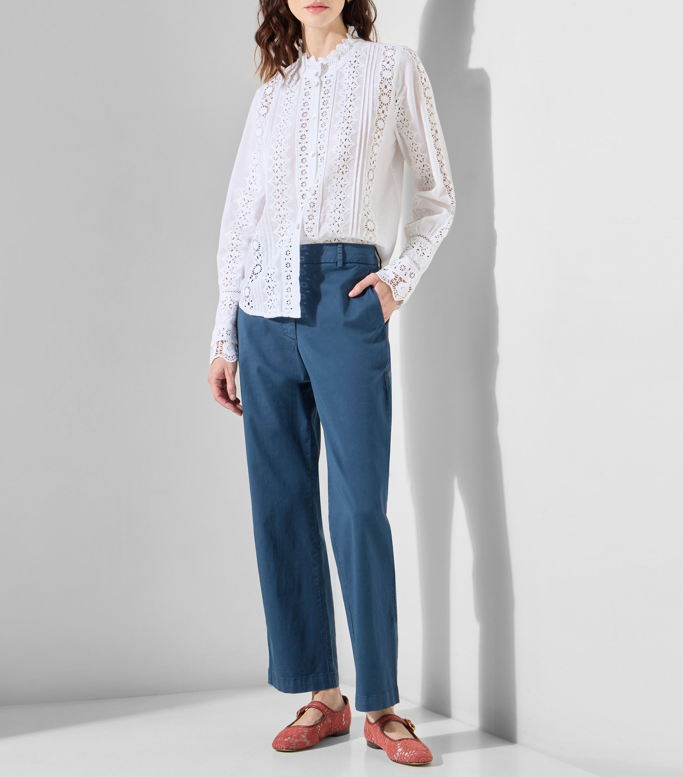Blusa lisa con manga larga Mujer