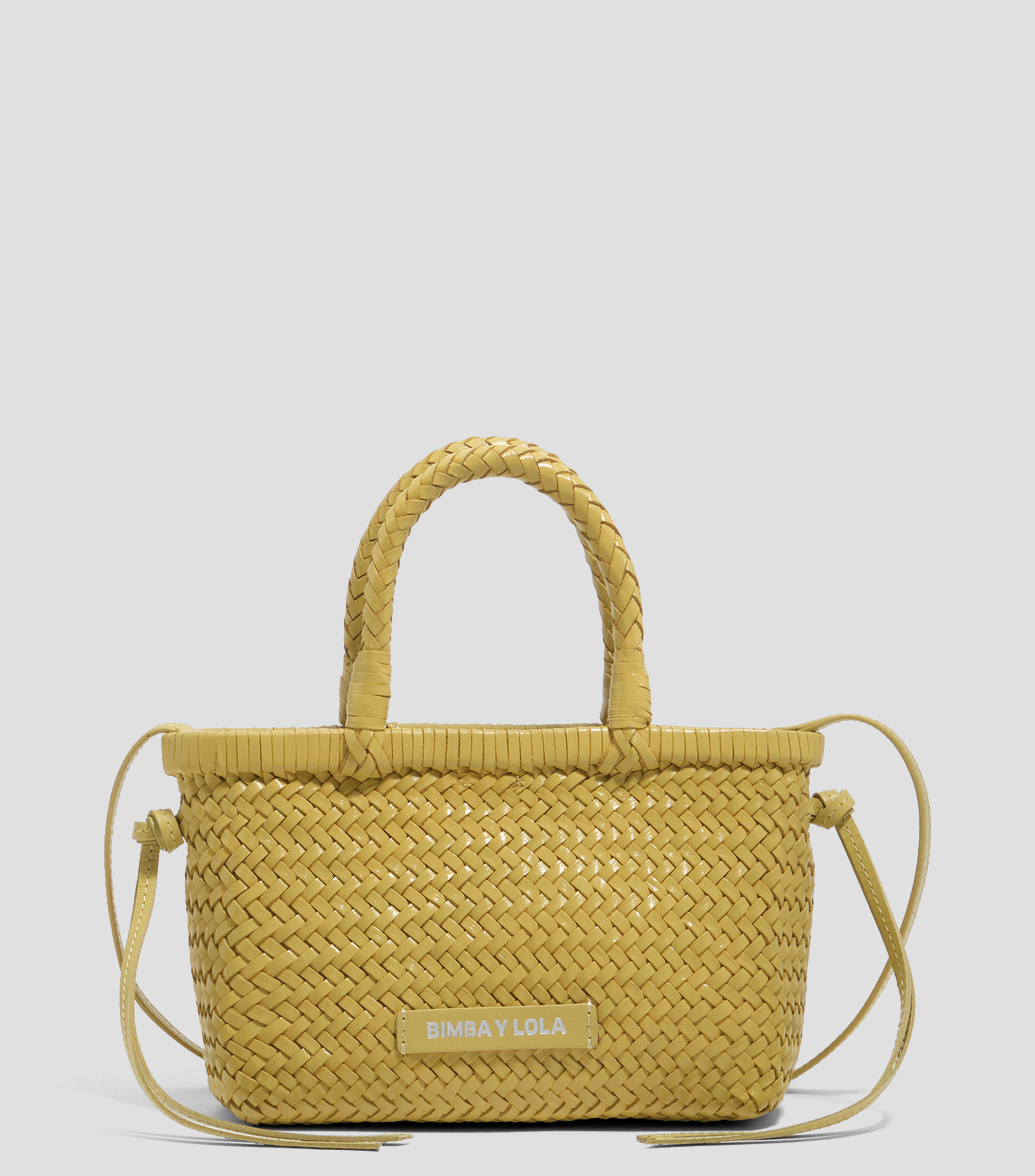 Bolsa crossbody amarilla en piel lisa Mujer