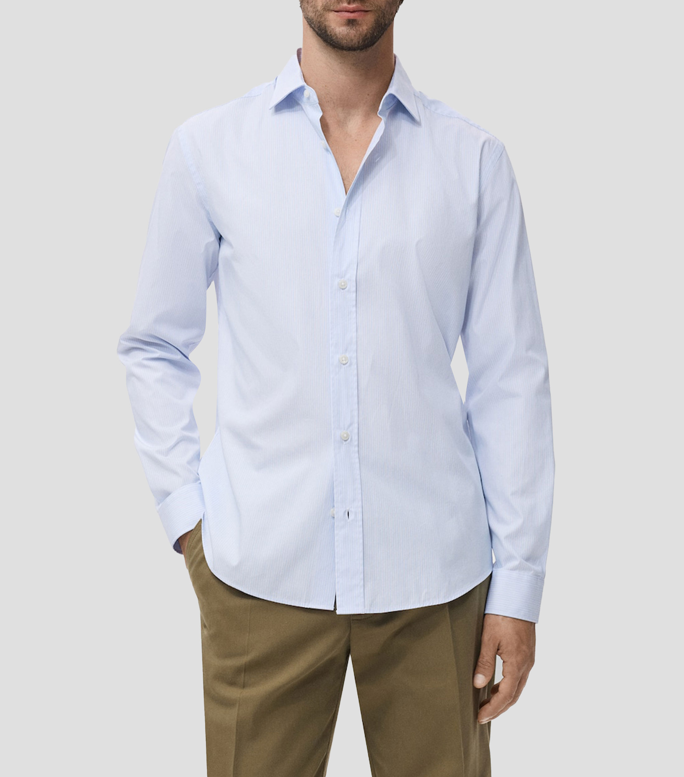 Camisa con líneas de manga larga Hombre