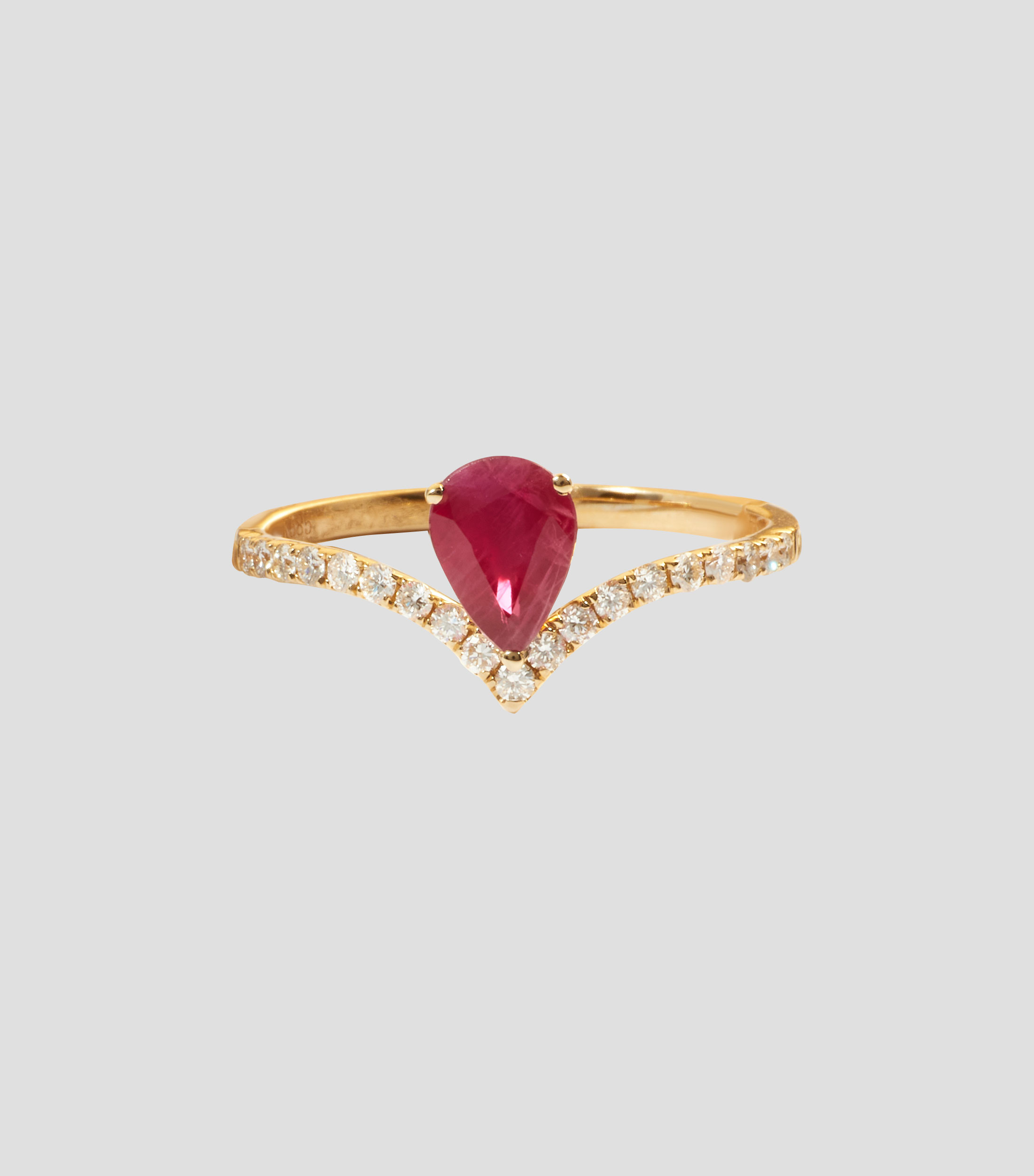 Anillo con incrustación de rubí y diamante Mujer