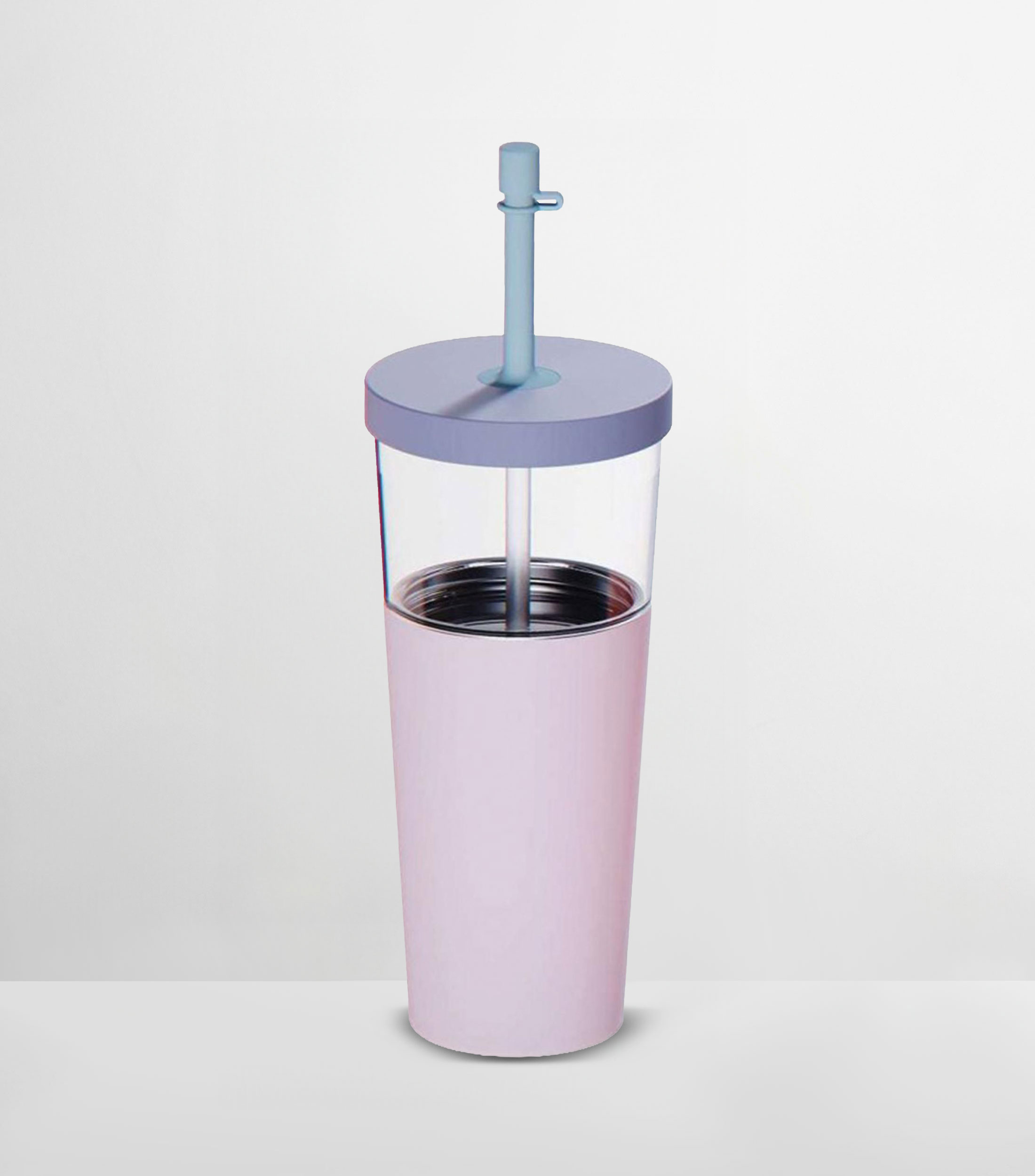 Termo Marina Pastel Rosa Sintético con popote, 845 ml
