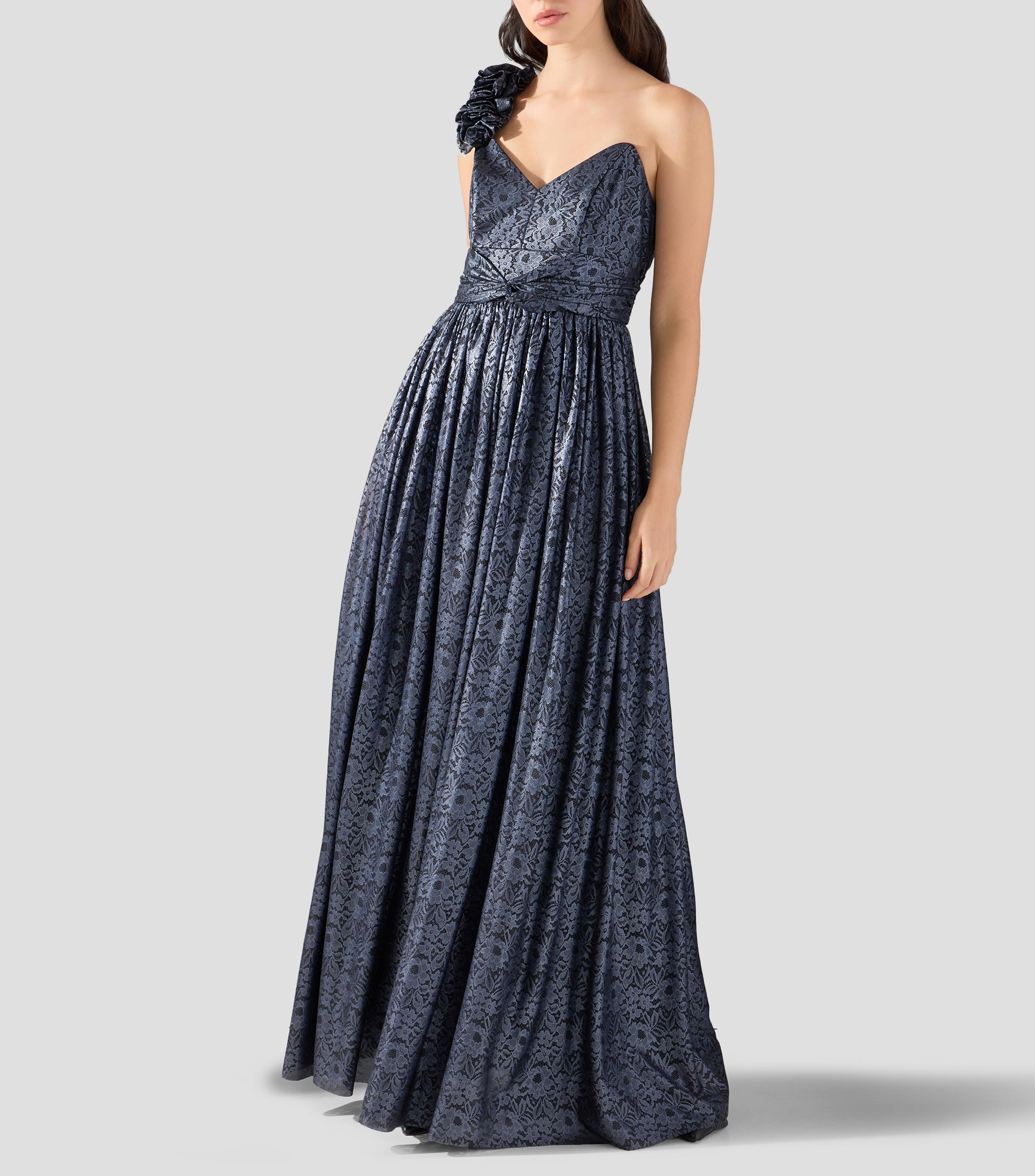 Vestido de fiesta largo estampado Mujer