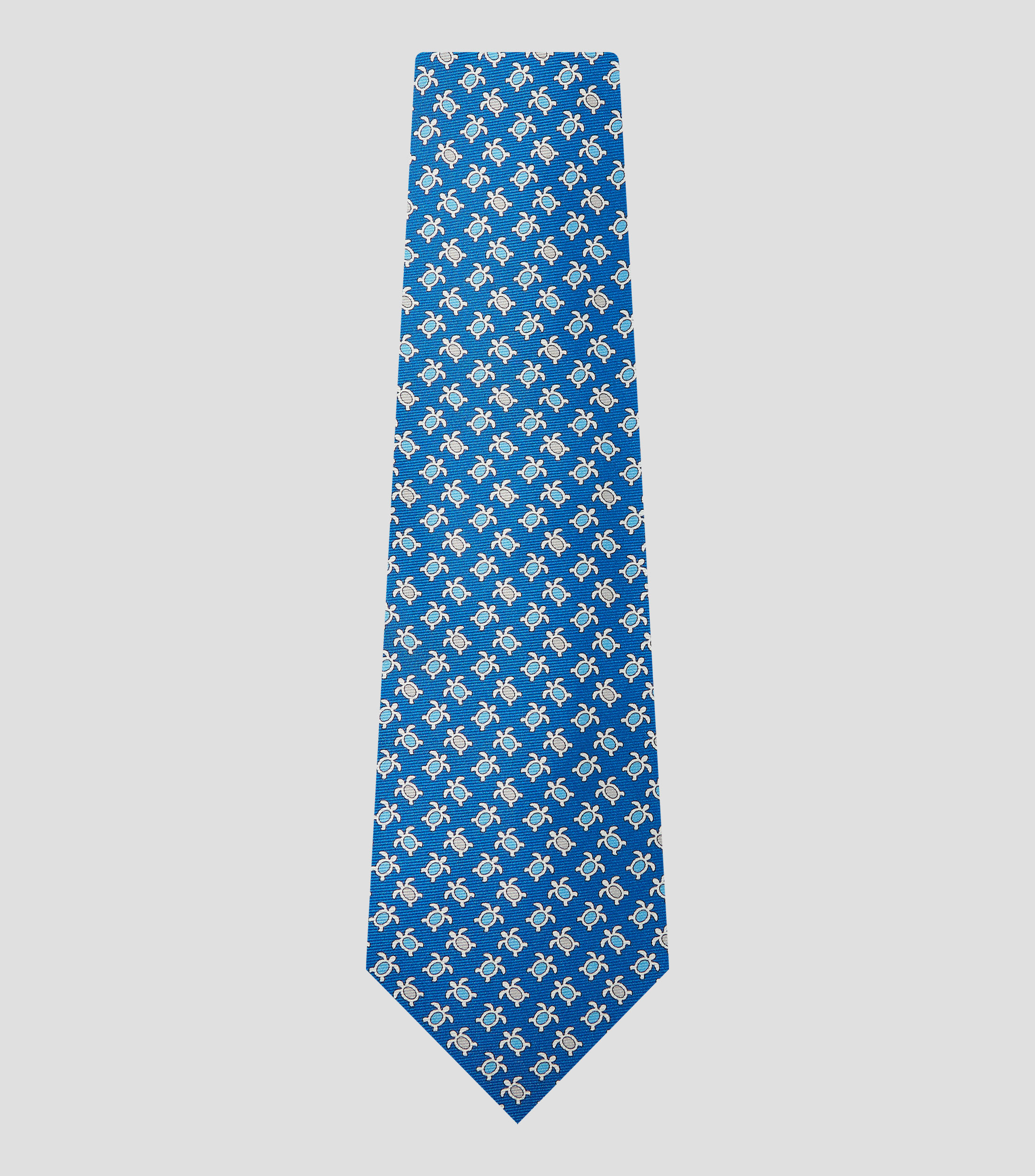 Corbata ancha en seda azul estampada
