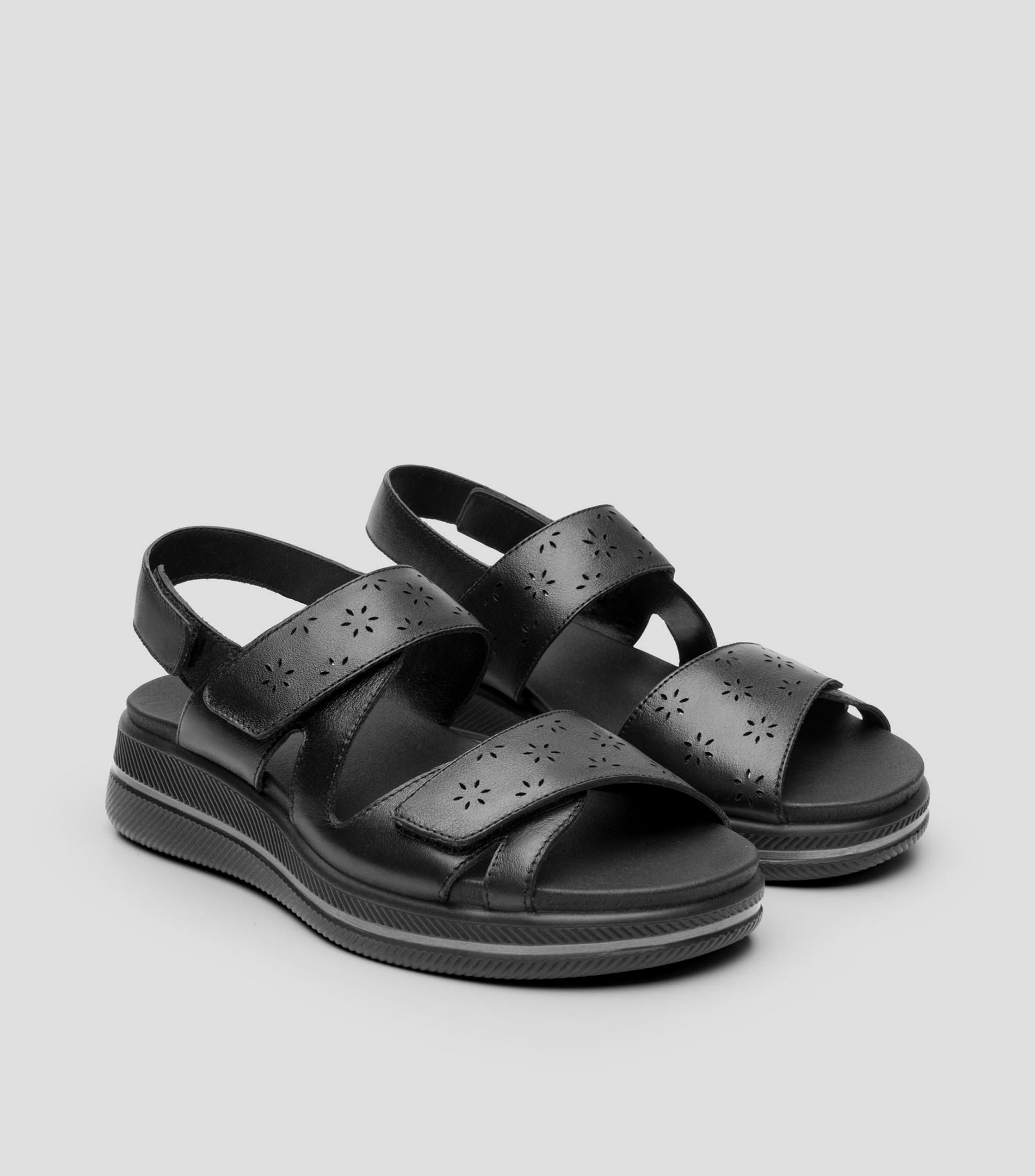 Sandalias de tacón bajo ancho en piel Vanya Mujer