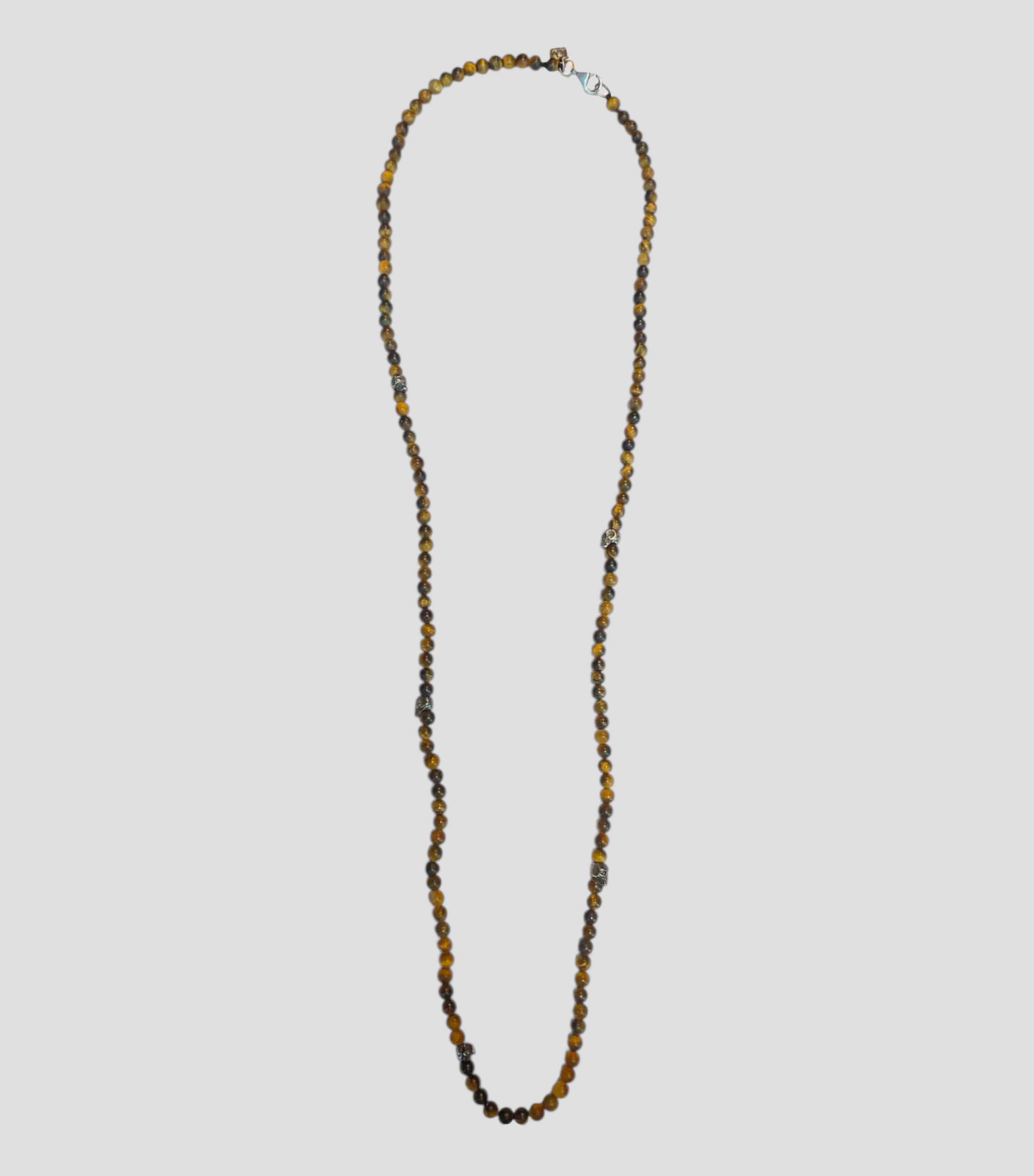 Collar 5 Skulls ojo de tigre Hombre