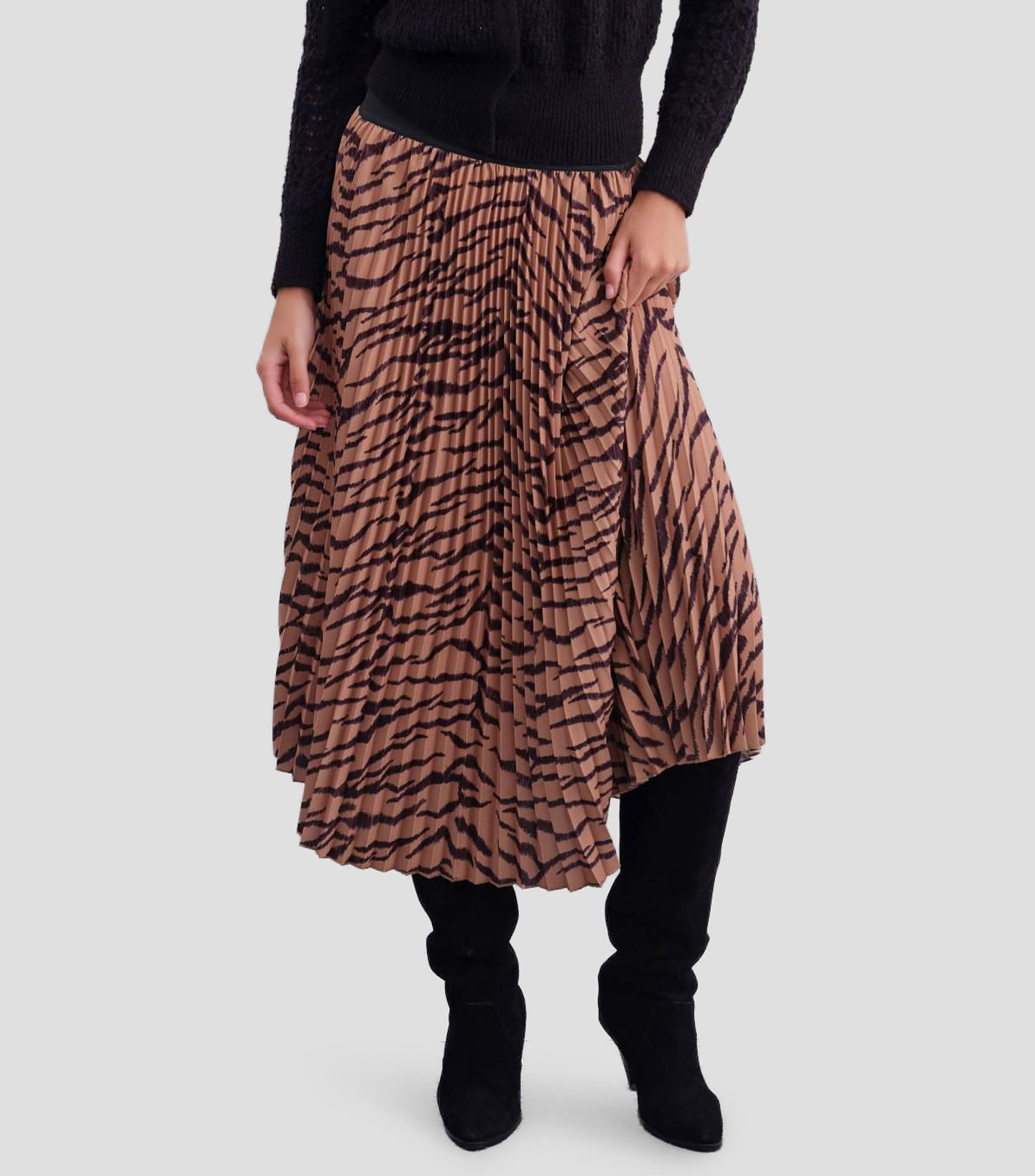 Falda midi animalprint Mujer
