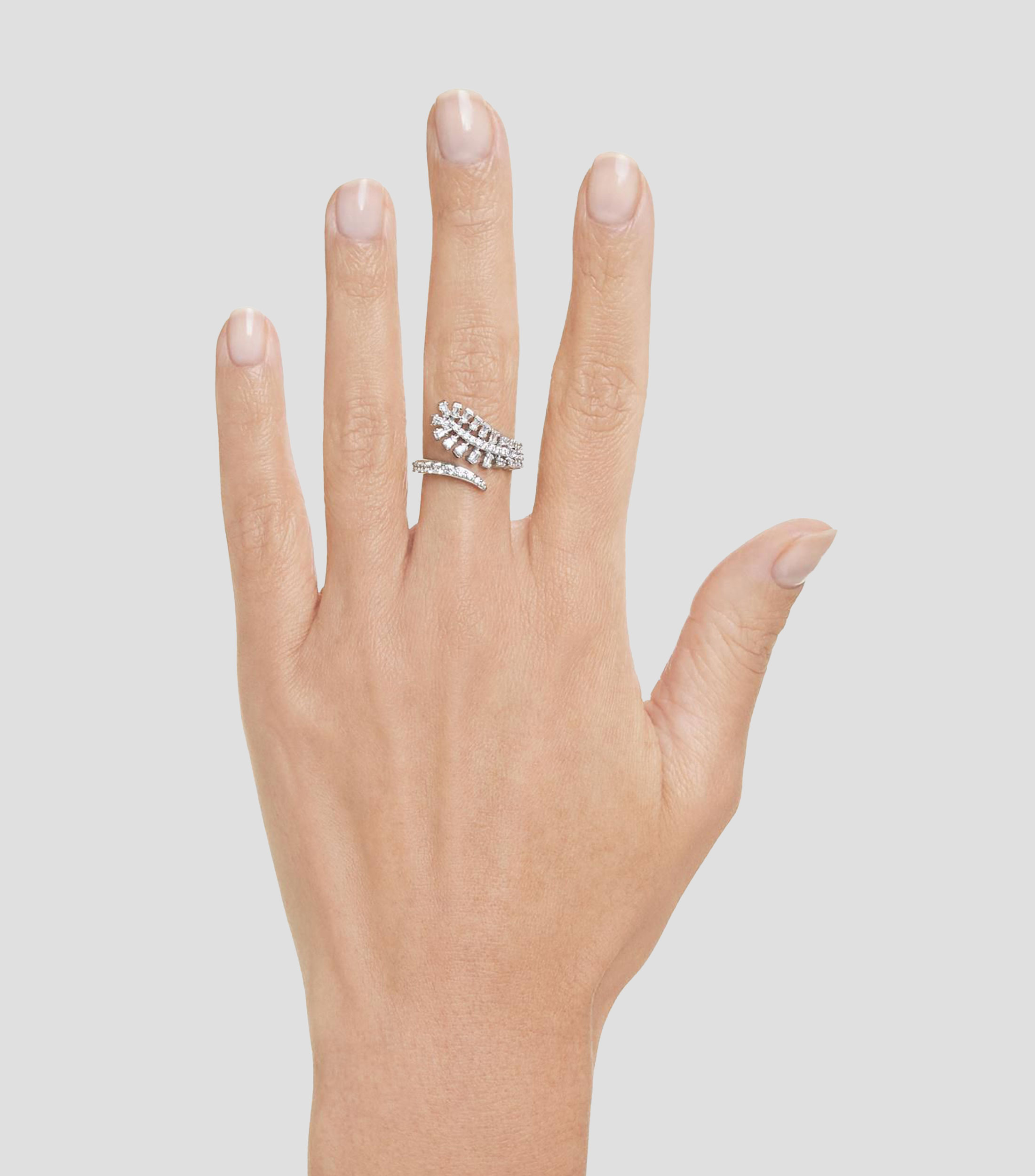 Anillo abierto con incrustaciones de cristales en corte baguette y circular Vienna Mujer