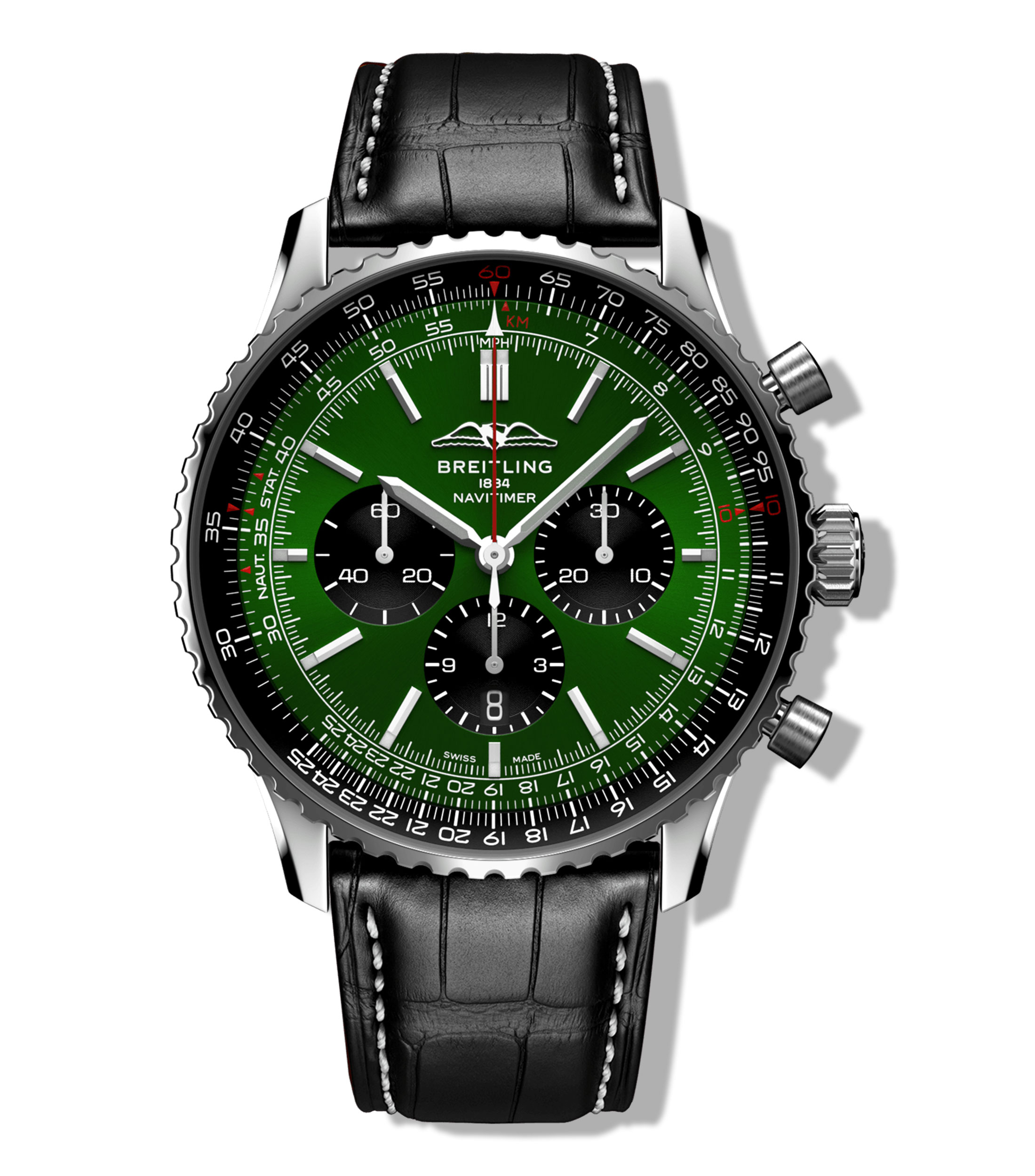 Reloj para Hombre Navitimer de Vestir Plateado, Verde