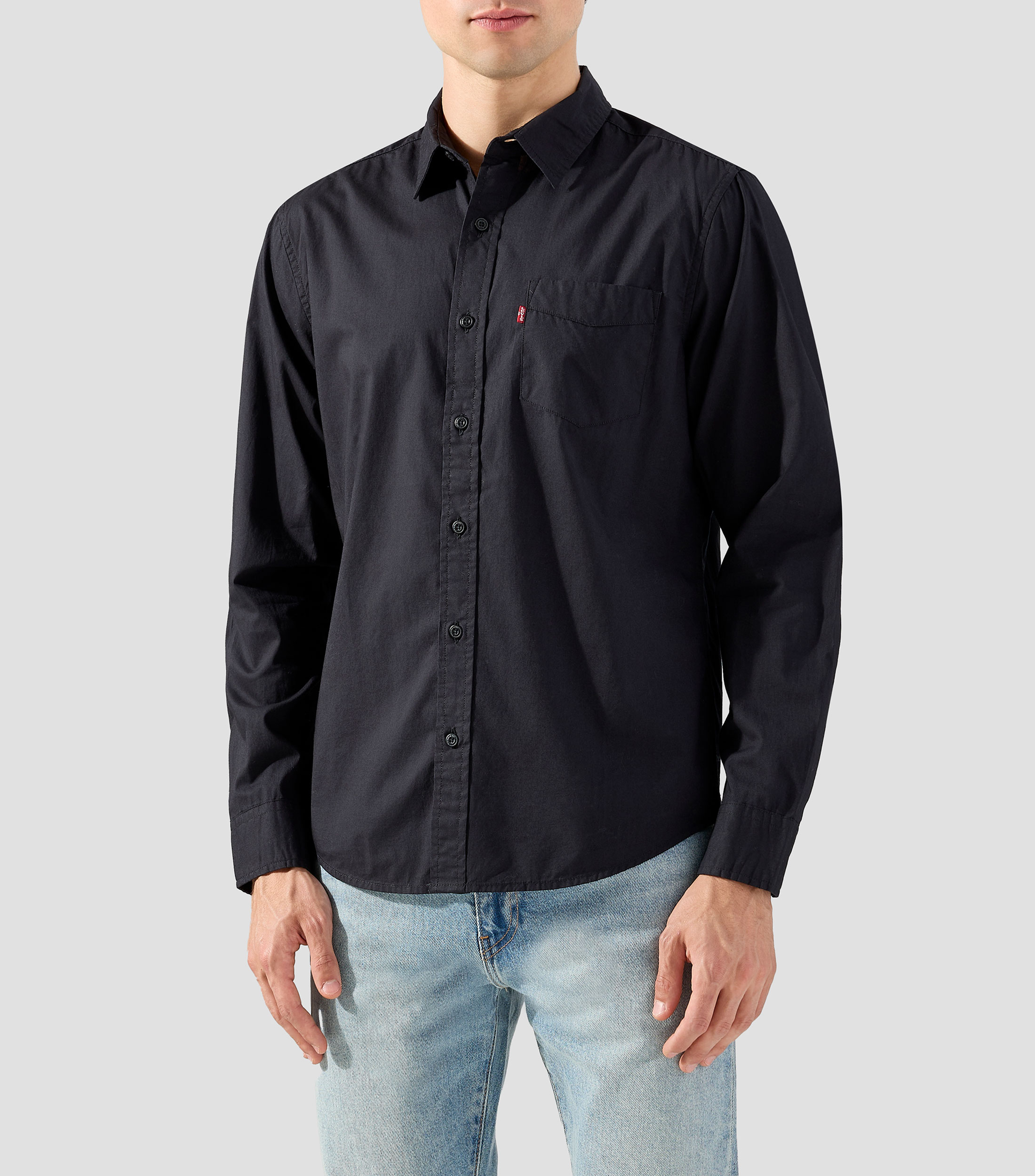 Camisa lisa de manga larga Hombre