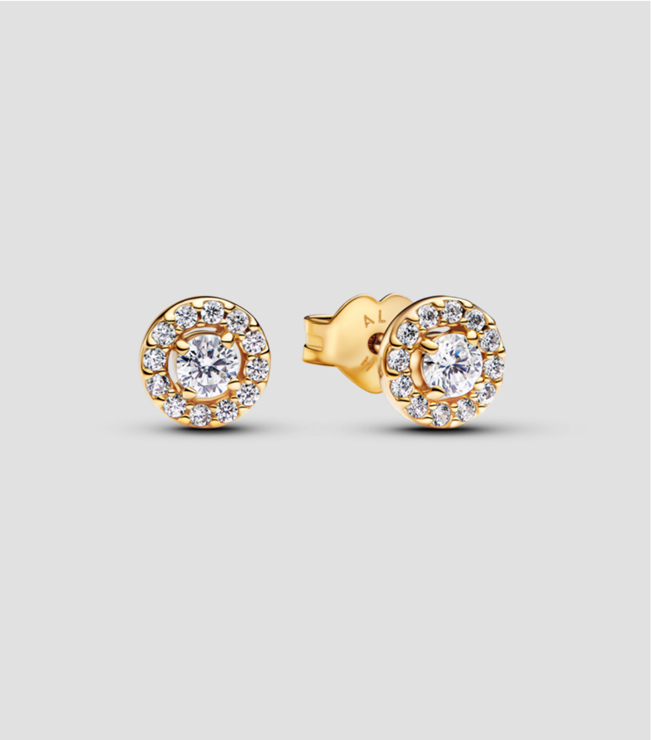 Aretes Boton Halo Redondo en Pave Mujer