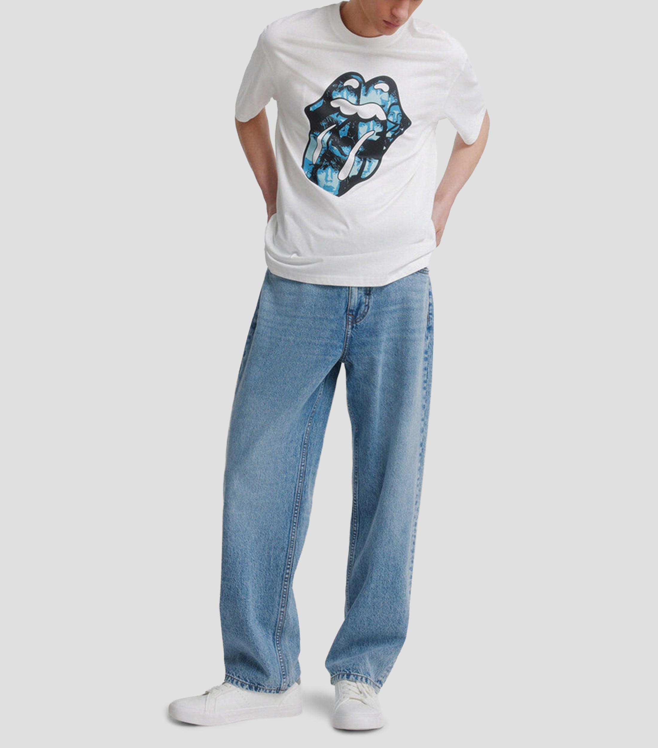 Playera cuello redondo manga corta Rolling Stones con estampado Hombre