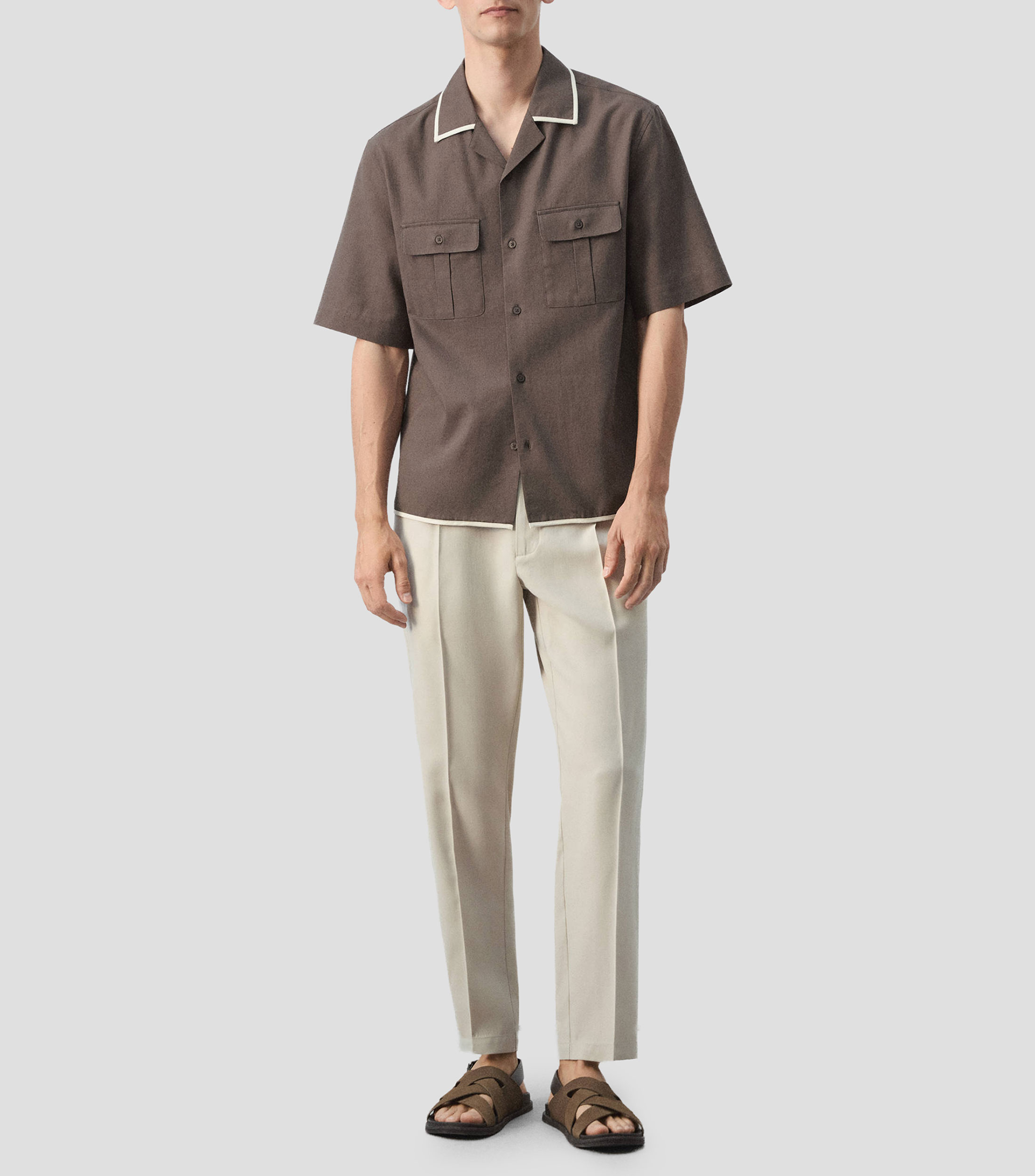 Camisa manga corta liso Hombre