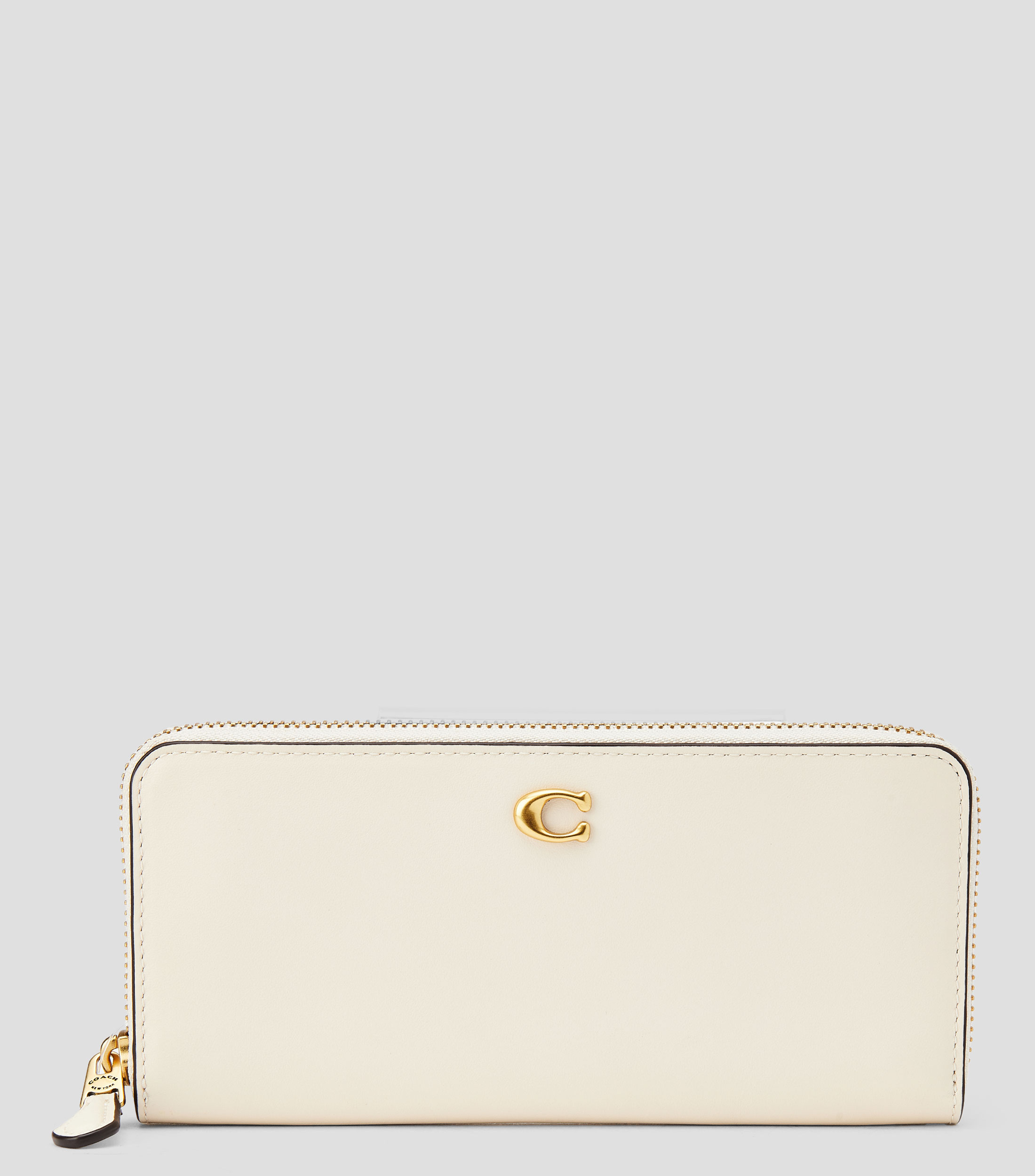 Cartera beige en piel Essential Slim Accordion lisa Mujer