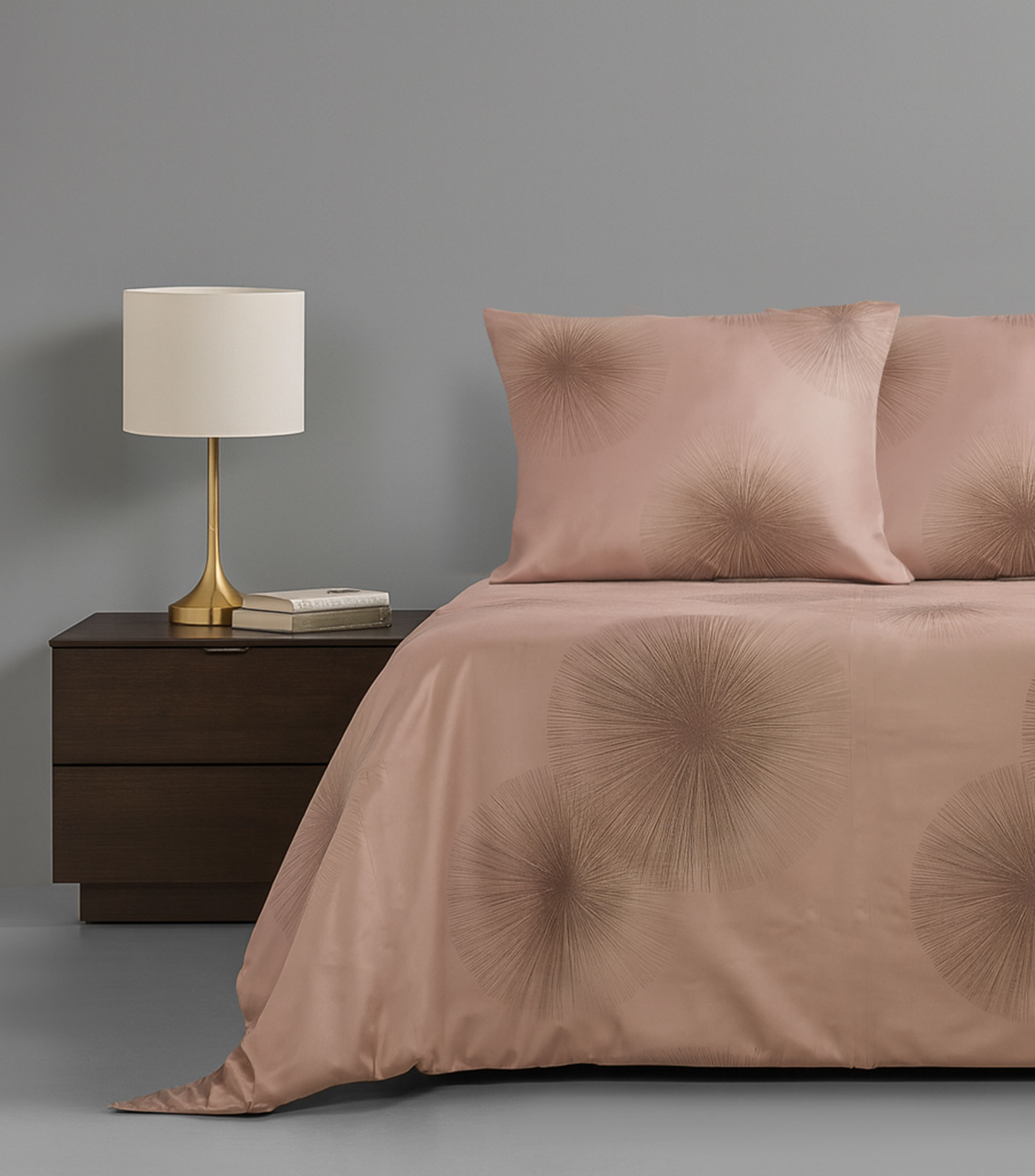 Funda para duvet queen size en algodón Soffioni Arredo malva con beige