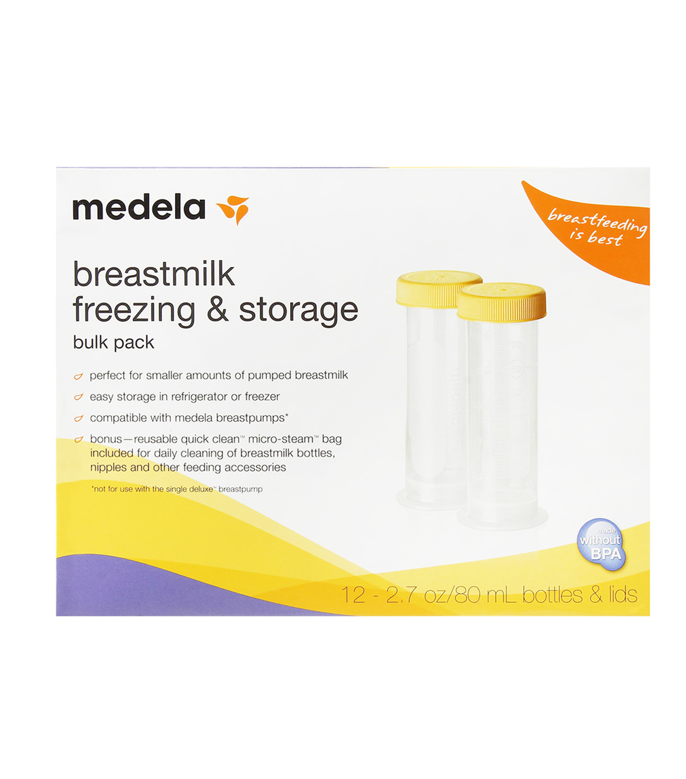 Set 12 botellas de almacenamiento y congelacion para Leche Materna de 80 ml
