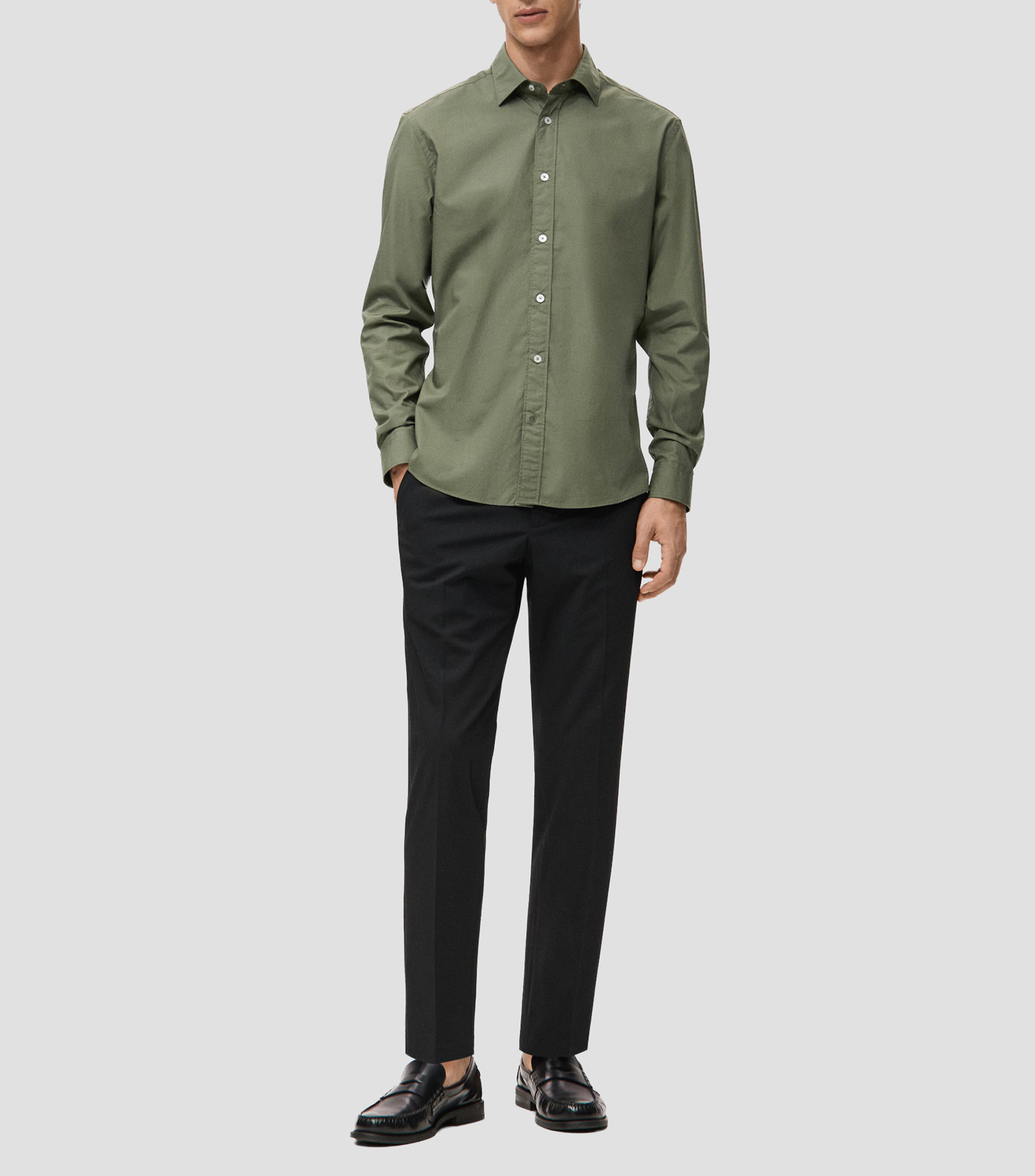 Camisa lisa de manga larga Hombre