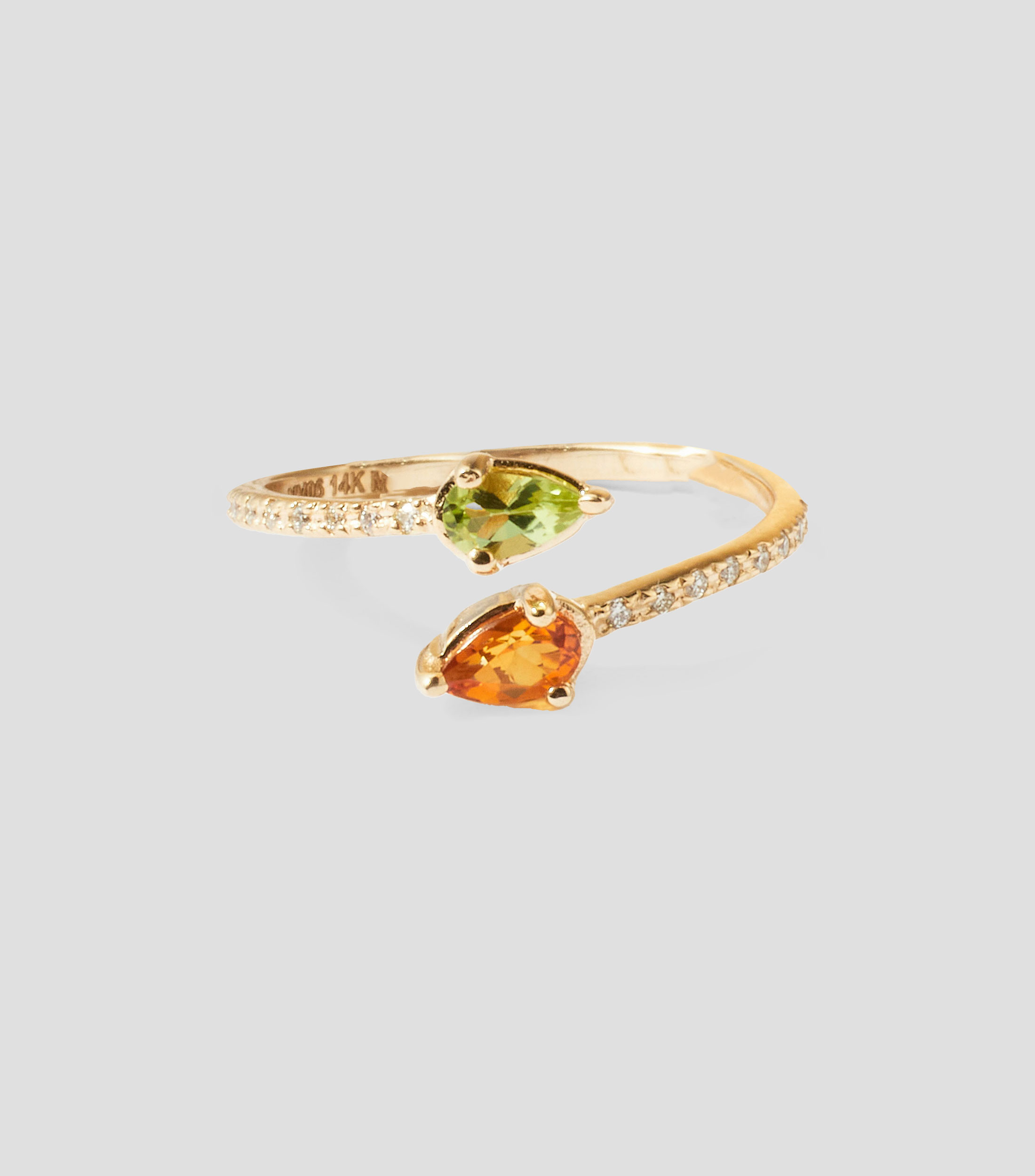 Anillo en oro de 14 Kilates con citrinia y peridot Mujer