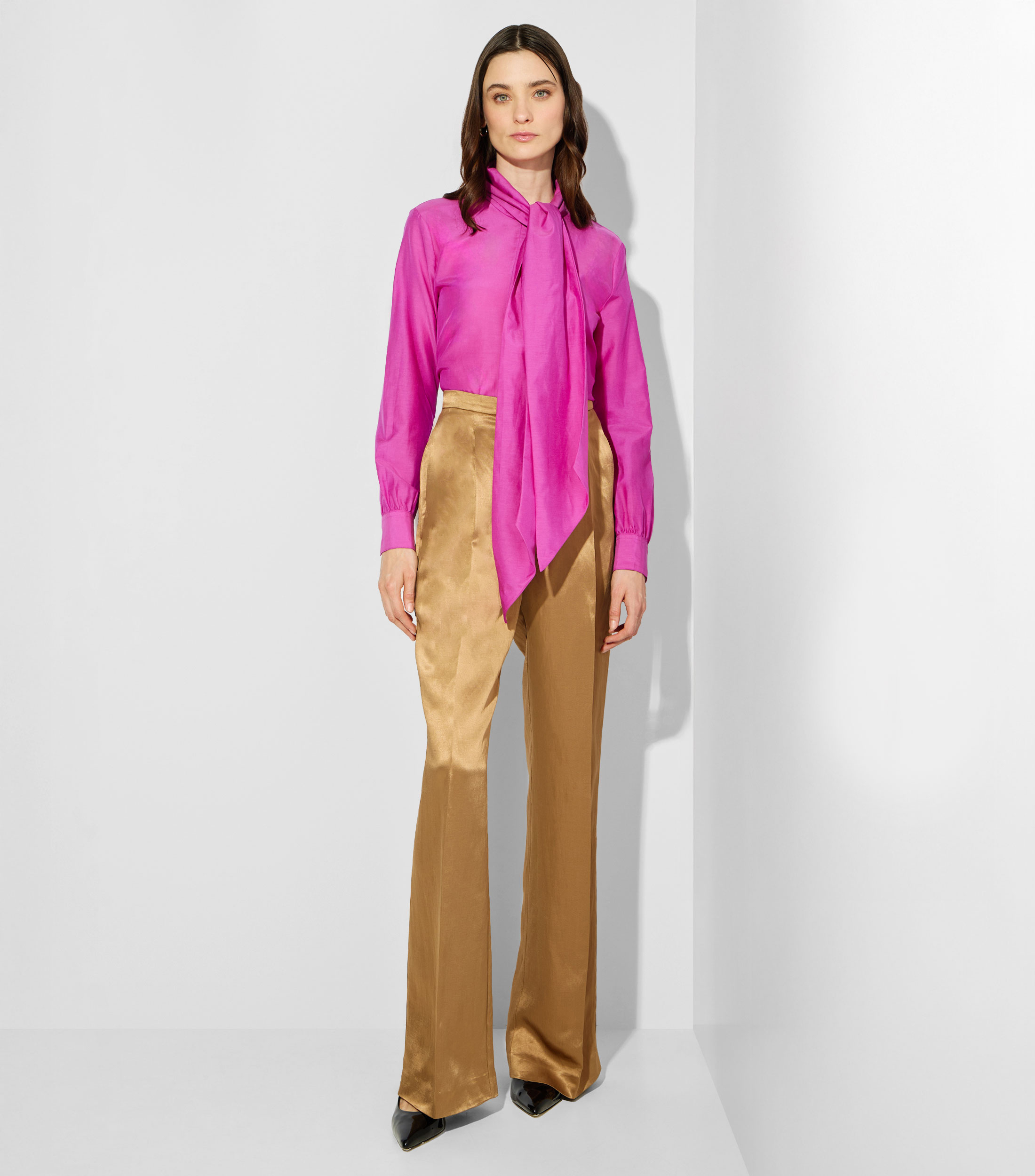 Blusa lisa con manga larga Mujer