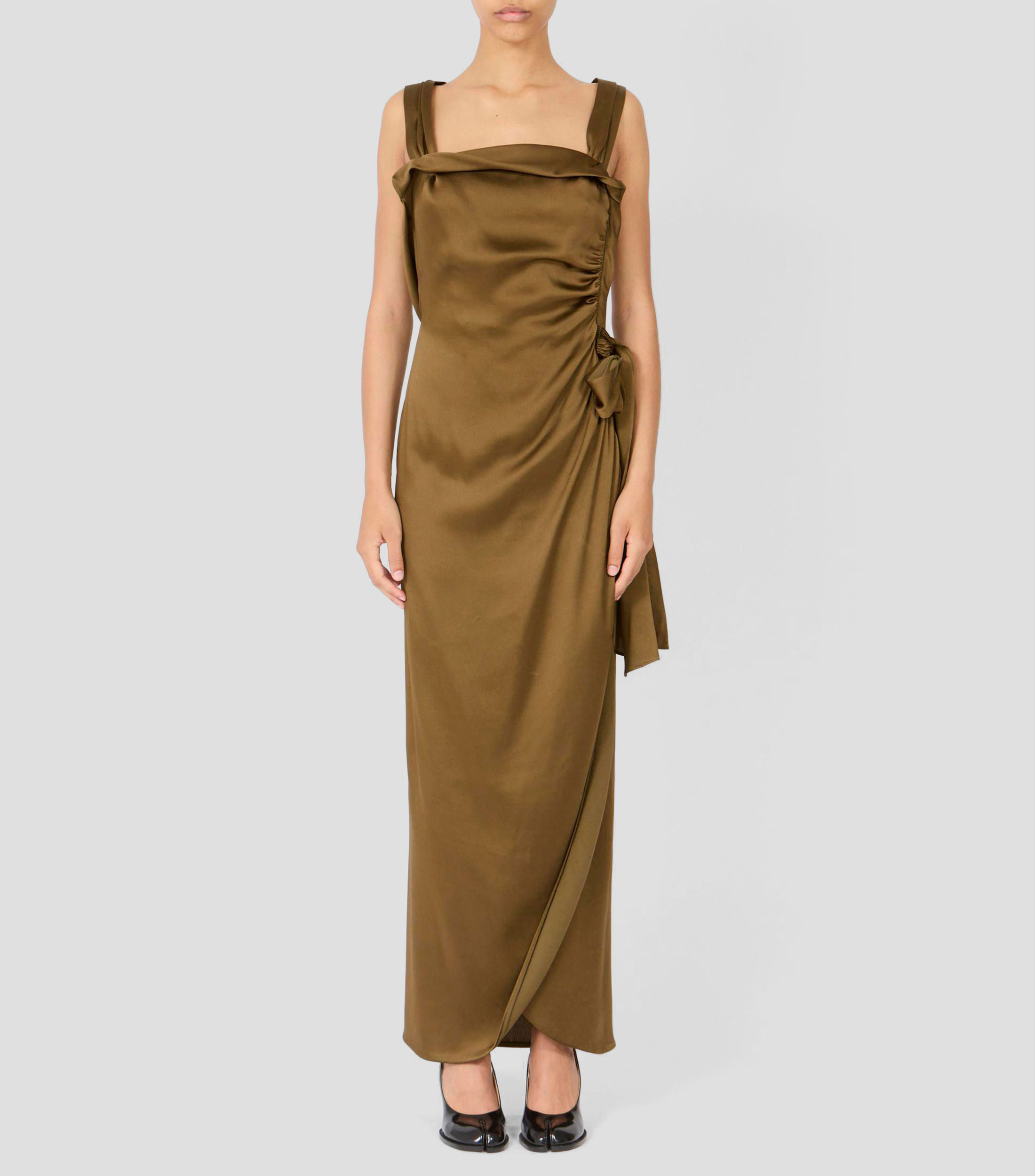 Vestido largo liso satinado Mujer
